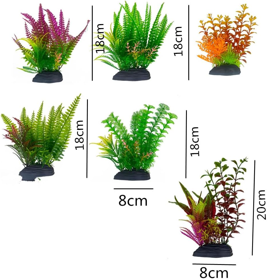 Loopunk 6 PCS Fish Tank Plants Artificial, Fish Artificial Aquatic Plants in Plastic Large Aquarium Decorations, Aquarium Fish Tank Plastic Plants Ornaments Colorful. image number 4