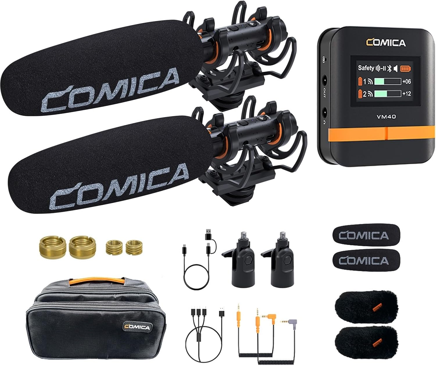 Comica VM40 Combo Shotgun Microphone,Super Cardioid Dual-Channel Wireless Mic for Camera,Smartphone and PC image number 3