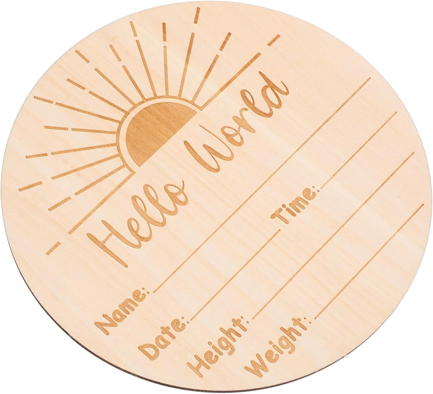 Birth Announcement Sign round Shaped Newborn Name Plaque for Hospital Photos Unique Milestone Keepsake Decor Safe Natural Wood image number 3