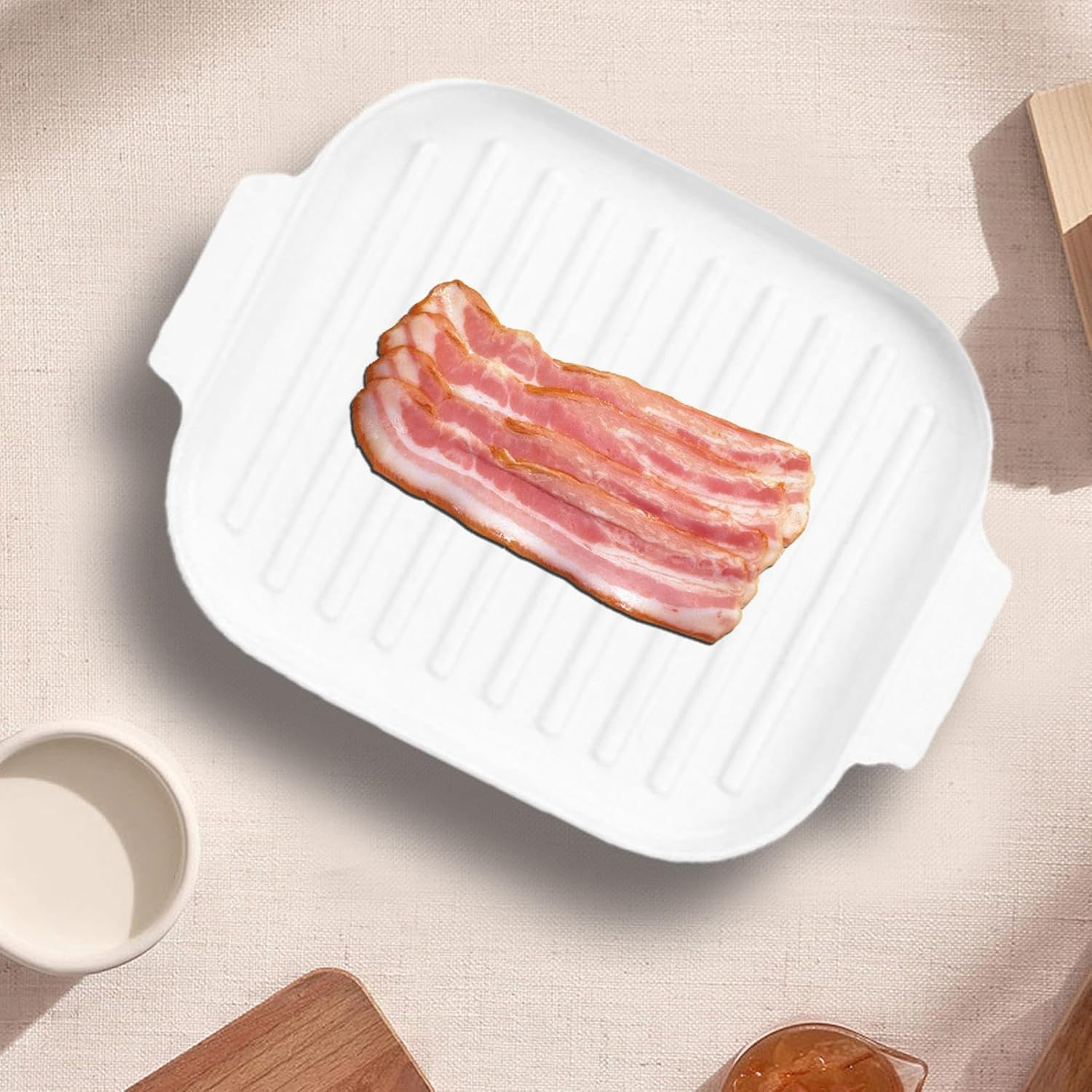 Microwave Bacon Tray - Silicone Microwave Bacon Tray | Bacon Pan with Lid, Crispy Bacon Tray for Microwave Cooking, Microwave Bacon Maker, Quick and with No Mess image number 3