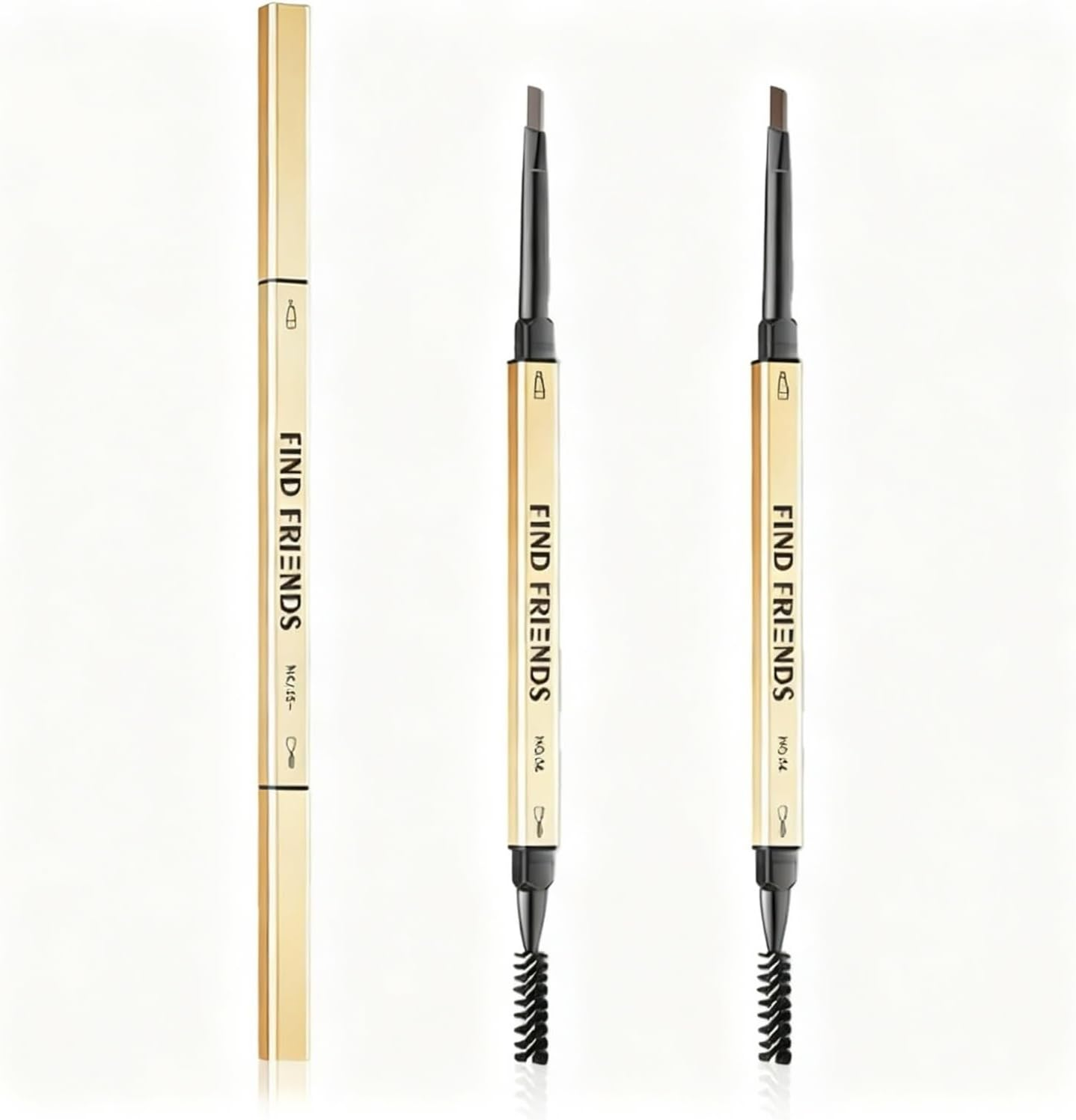 BOROLA 2PCS Dual-Ended Eyebrow Pencil - Waterproof Sweat-Proof Triangular Retractable Tip & Spoolie Brush, All-In-One Brow Pencils for Makeup Effect, Natural, Long-Lasting Brows(Gray Brown+Dark Brown)