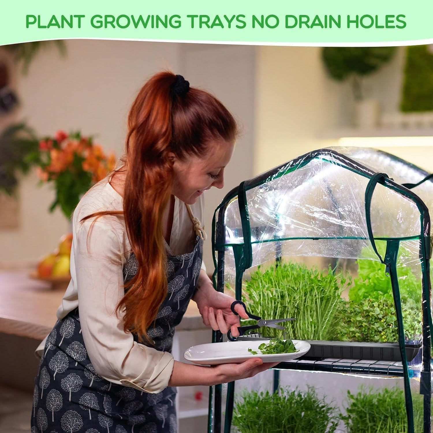 Plant Planting Garden Seed Starting Planting Trays 8 Pack without Drainage Holes Black Indoor Seedling Propagation Tray Microgreens Wheatgrass Sprouting Greenhouse Supplies Plant Tray image number 5