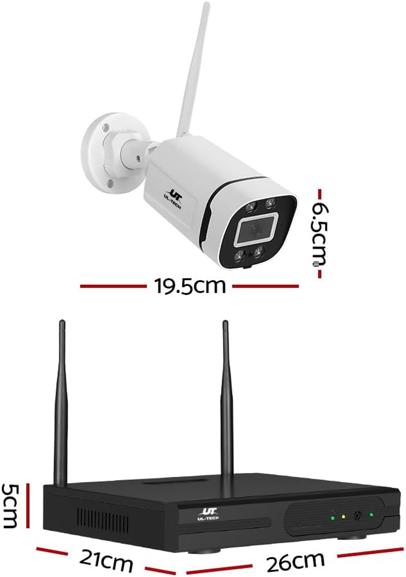 UL-TECH Set of 8 Security Camera, 8 Channel Wireless Surveillance Pet Cameras Hidden CCTV Monitor Wifi Home Safe Outdoor Indoor System, 3Mp Full HD NVR P2P with Built in Ir-Cut White image number 2