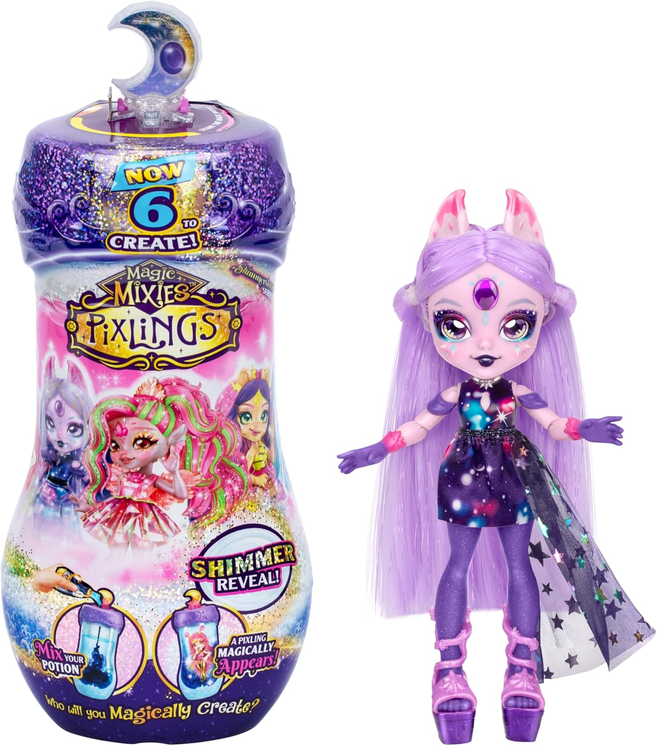 Magic Mixies Pixlings. Now with Shimmer Reveal! Howlexa the Wolf Pixling. Create and Mix a Magic Potion That Magically Reveals a Beautiful 16.5Cm (6.5") Pixling Doll inside a Potion Bottle! image number 4
