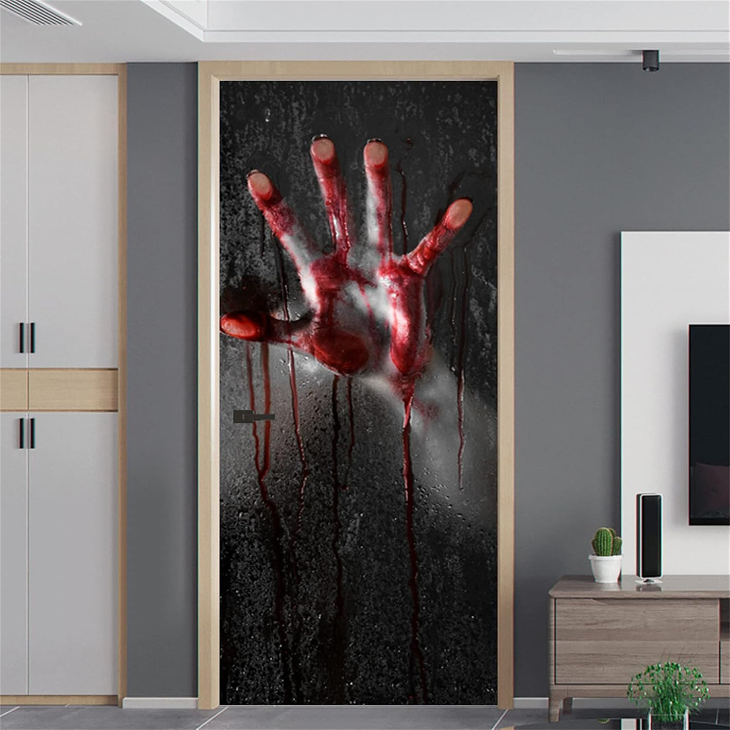 Halloween Decorations, Horror 3D Blood Handprint Door Stickers Bloody Window Decals Waterproof PVC Door Stickers Halloween Party Supplies for Home Decor/1032 image number 5