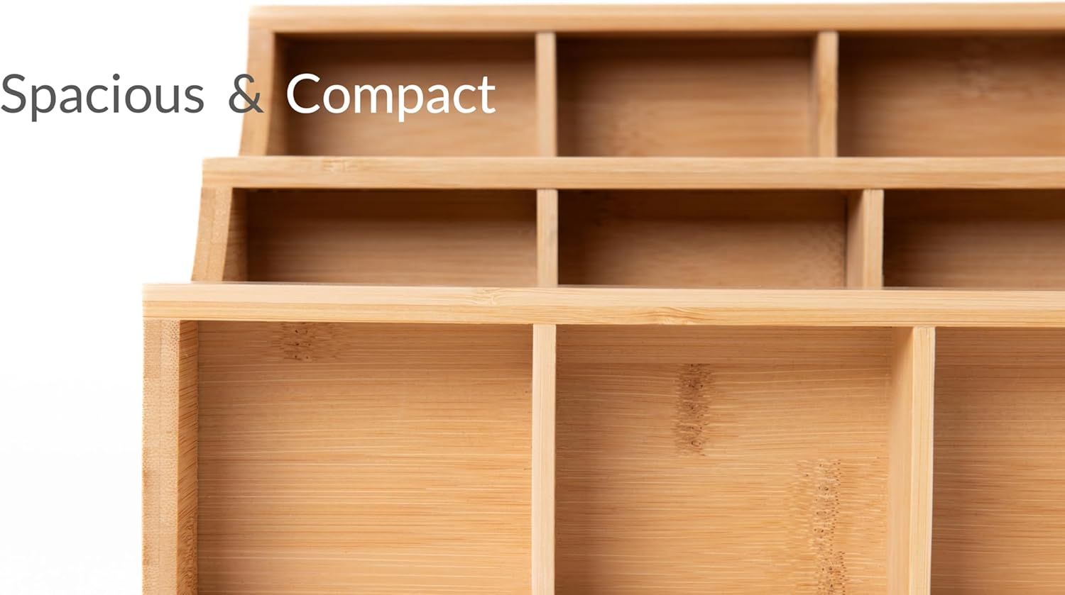 THEODORE Vertical Bamboo Tea Bag Organizer - Holds 180 Bags - Elegant Wooden Storage Box for Home, Office, Caf&eacute; - Also Holds Sugar Packets and Creamers image number 3