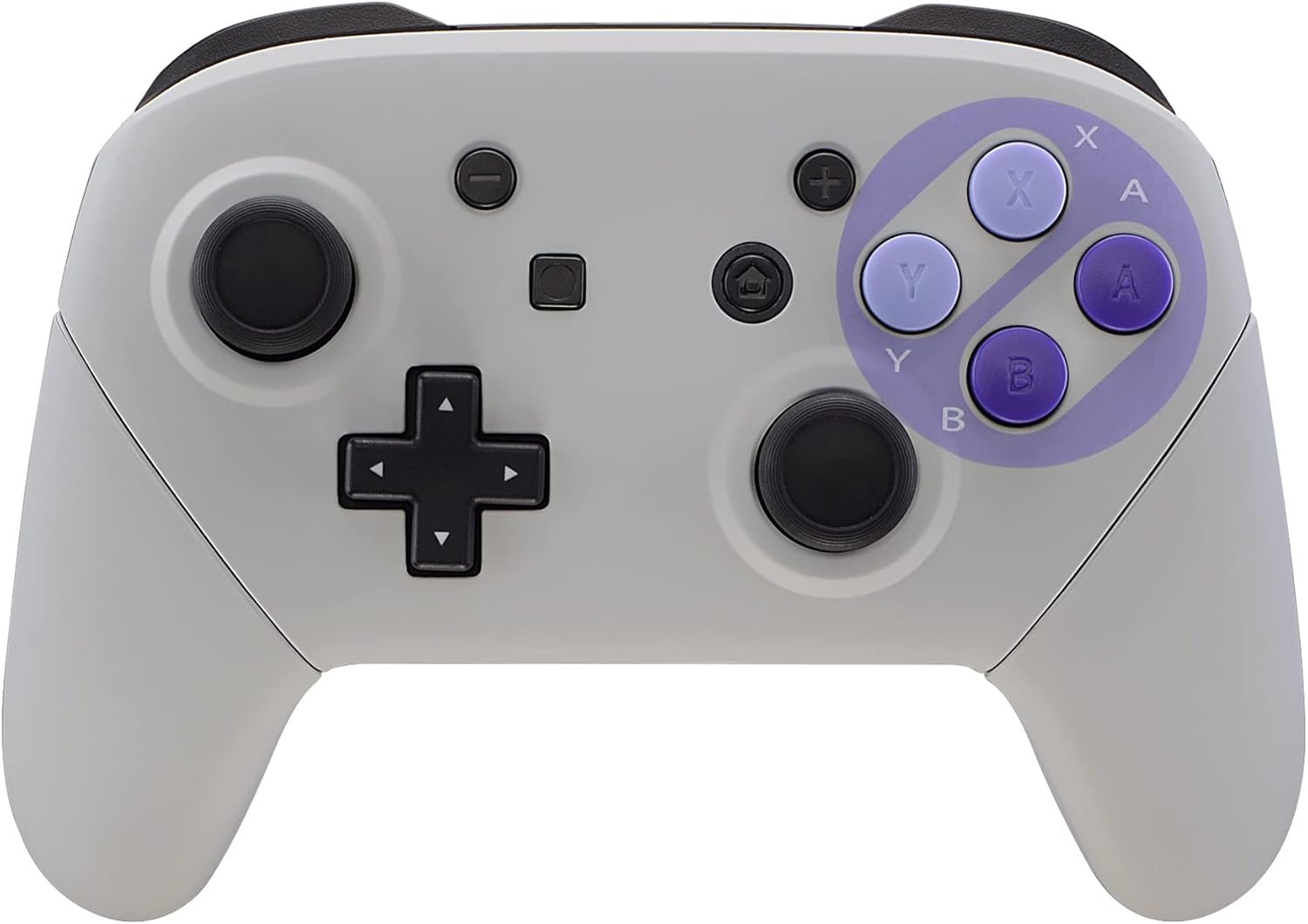 Extremerate Faceplate Backplate Handles for Switch Pro Controller, Classic SNES Style Replacement Shell Case with Red D-Pad ABXY Buttons for Nintendo Switch Pro - Controller NOT Included