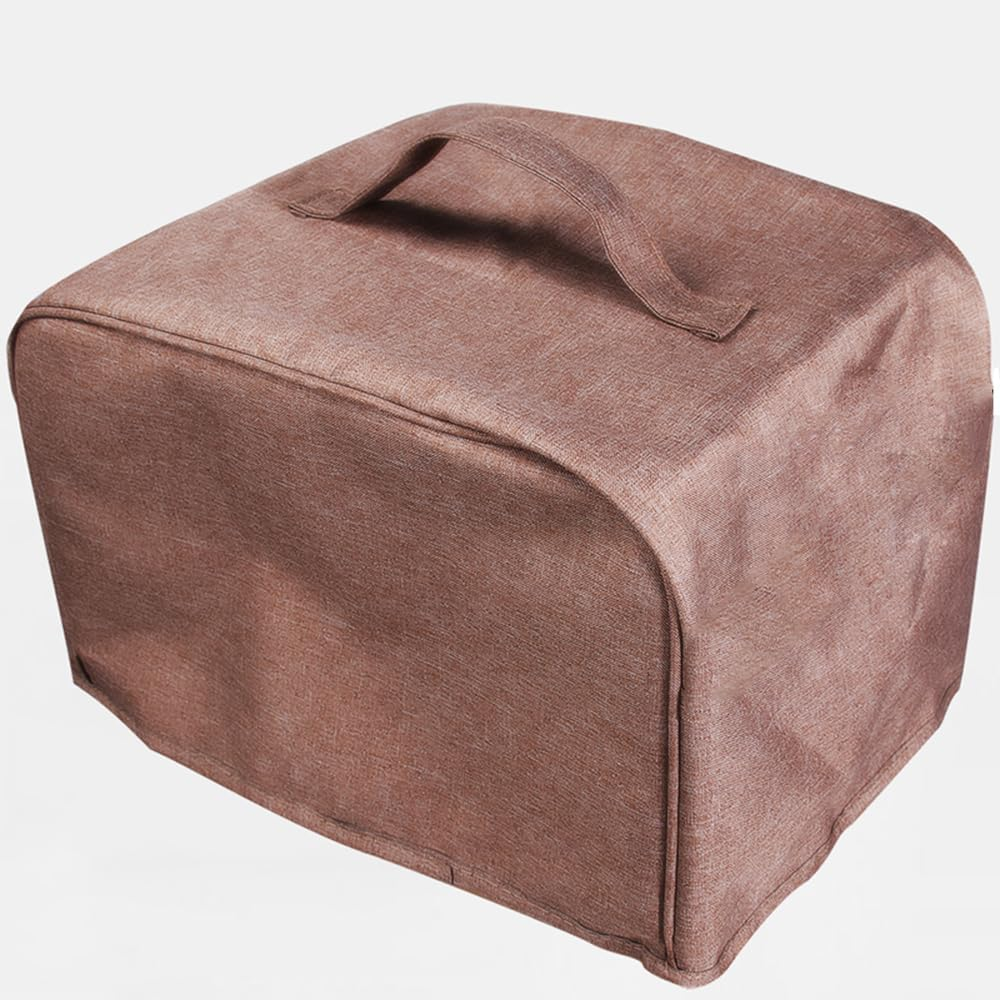 FLR Large 4 Slice Toaster Cover with Pockets, Can Hold Toaster Tongs and Knife, Dust-Proof & Oil Proof , Toaster Cover with Top Hand, Fit Most Large 4 Slice Toaster. (Rice Coffee, 16&rdquo; X 7.5&rdquo; X 8&rdquo;)