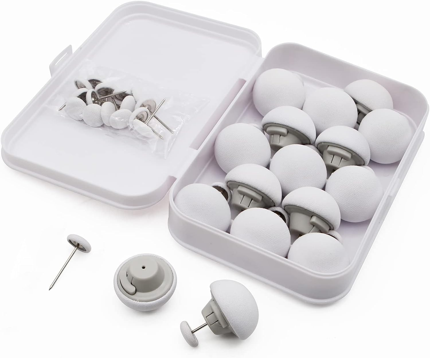 MQUPIN Duvet Clips Duvet Cover Pins,Duvet Pin Comforter Clips 16Set, Soft Fabric Material Double Sided Pin Fasteners for Quilt, Cushions, Curtains- Grey