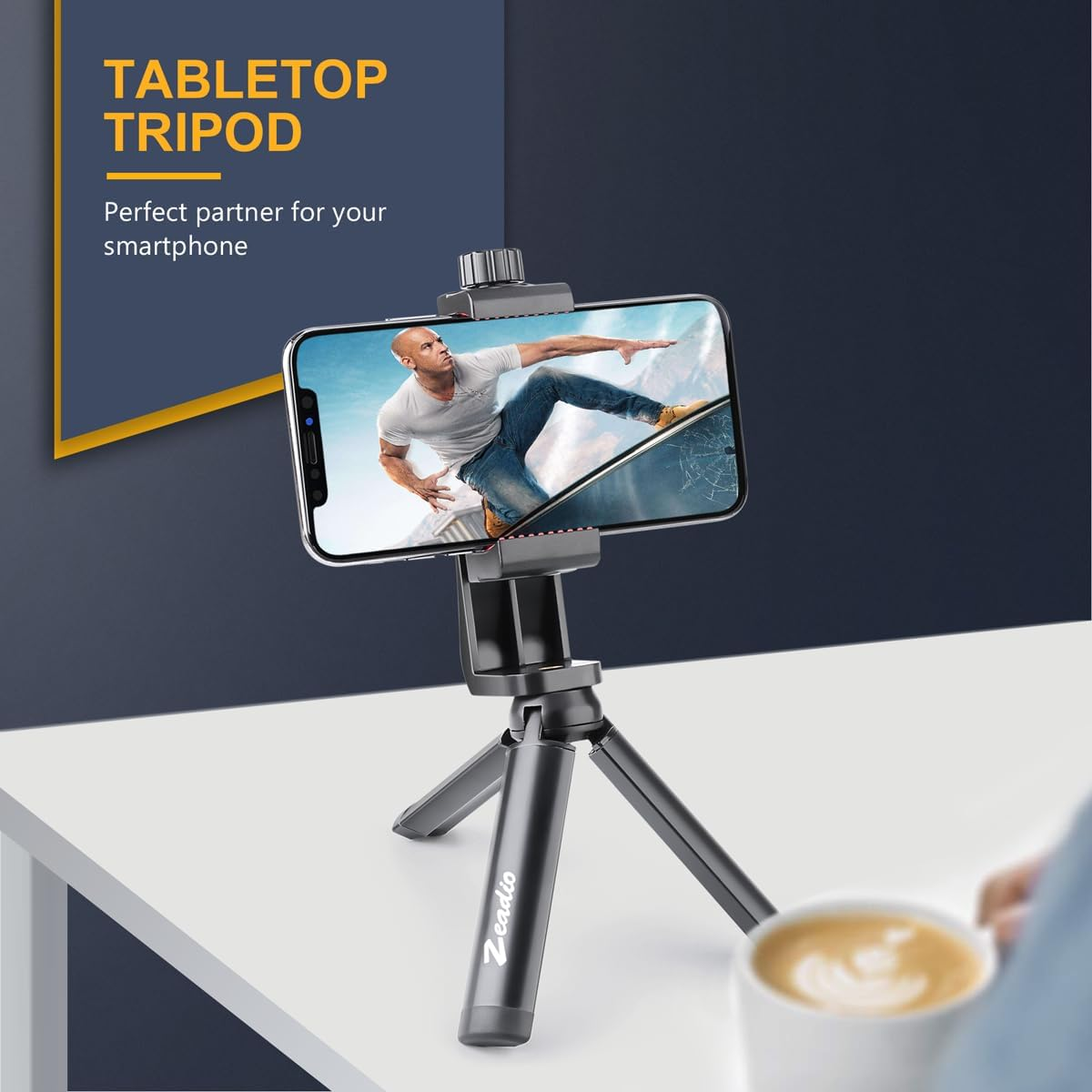 Zeadio Metal Mini Tripod, Desktop Tabletop Stand Tripod with 1/4 Inch Screw for Smooth 4, Osmo Mobile, Vimble 2, Gimble Handle Grip Stabilizer and All Cameras