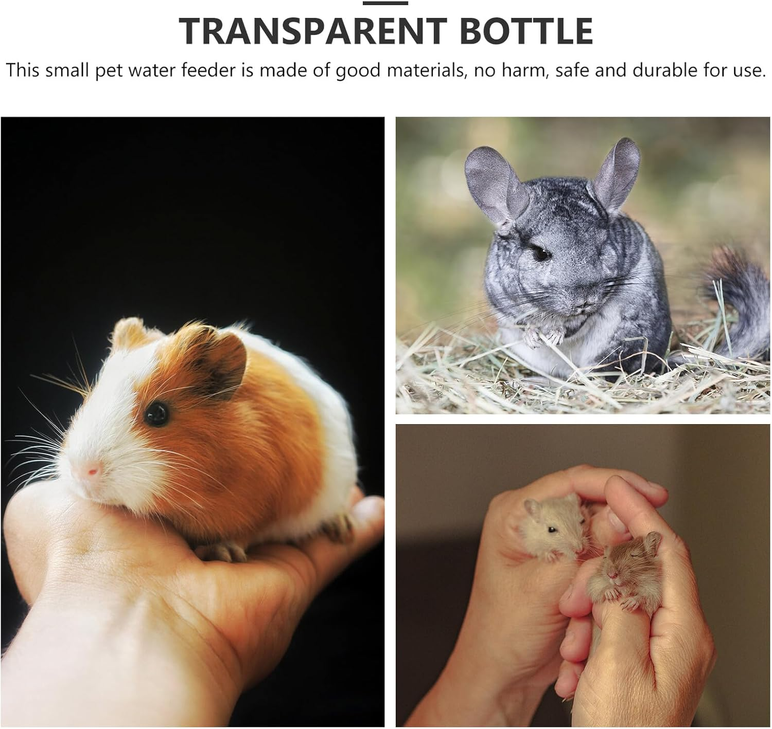 UKCOCO 3Pcs Small Animal Water Bottles Hanging Hamster Drinkers Convenient Chinchilla Pet Water Dispensers with Easy-Clean Nozzle for Guinea Pigs Ferrets and Mice Random Color image number 3