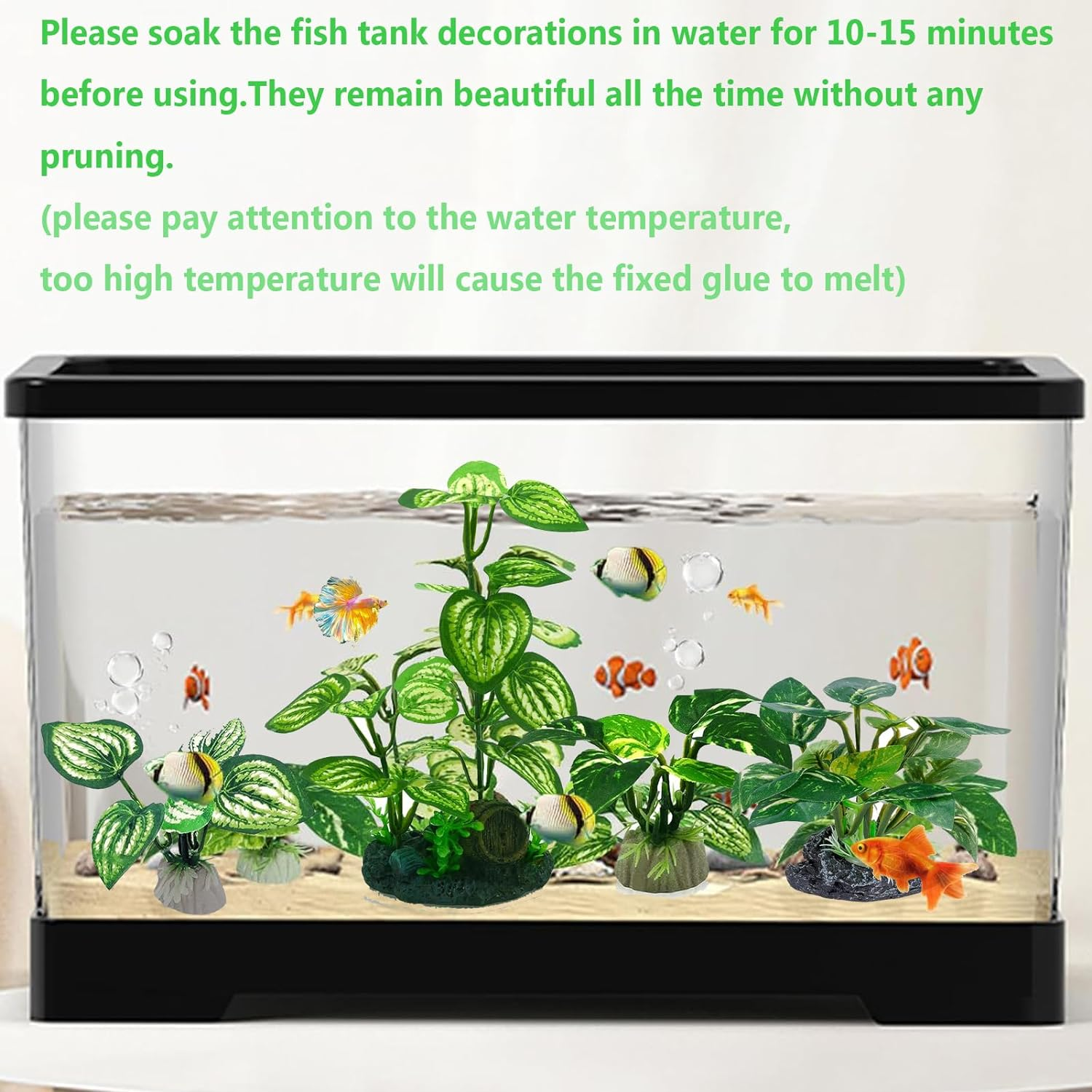 Aquarium Plants,Artificial Fish Tank Decorations,6Pcs Plastic Fish Aquarium Plants,Fish Tank Decor Accessories for Household and Office Aquarium Simulation image number 3