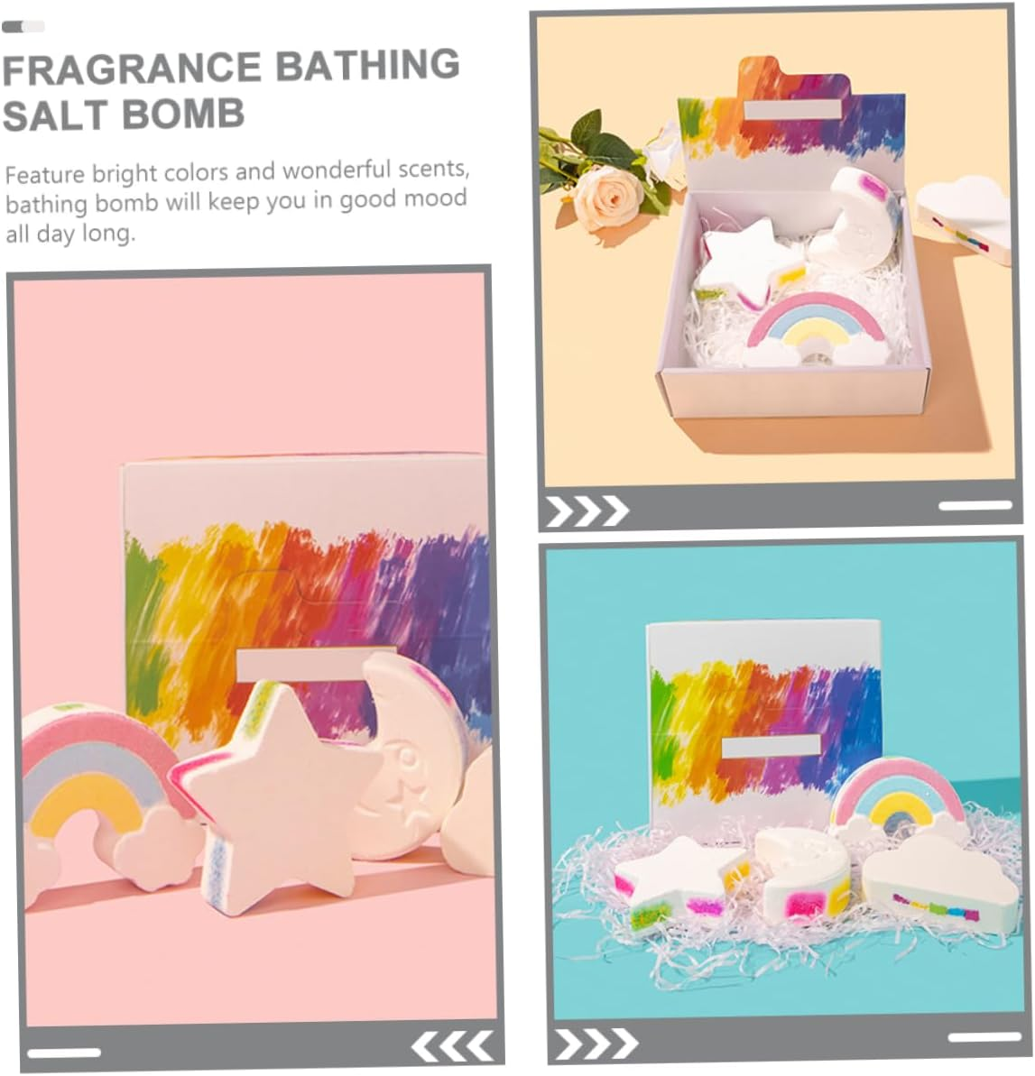 HAPINARY 4Pcs Rainbow Bath -Friendly Essential Oil Bubble Bathing for Relaxation and Soothing for and Giving image number 3
