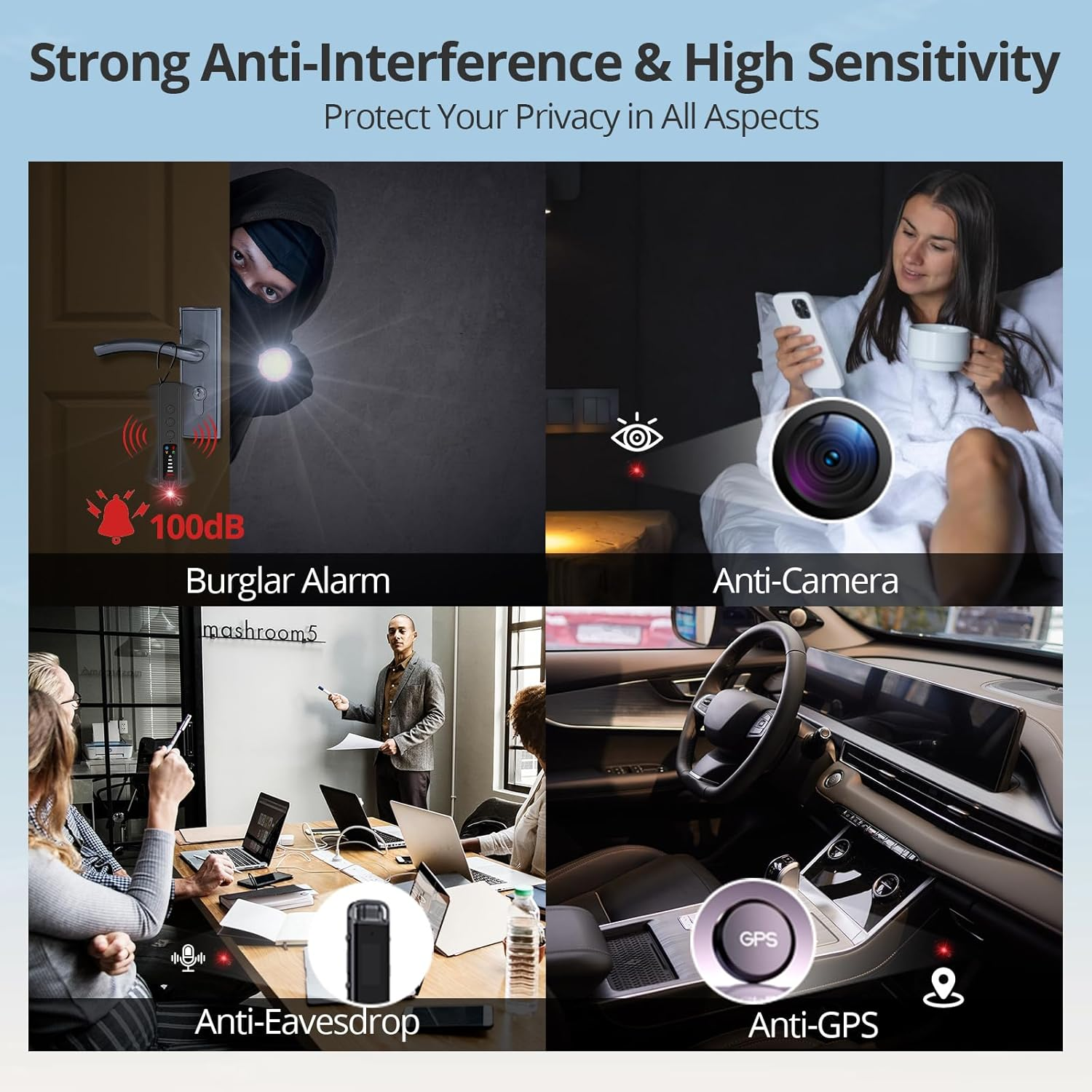 Hidden Camera Detector - Ai-Powered Anti-Spy Device, GPS Tracker & Bug Detector, Portable RF Signal Scanner for Hotels, Travel, Home & Office, 5-Level Sensitivity image number 1