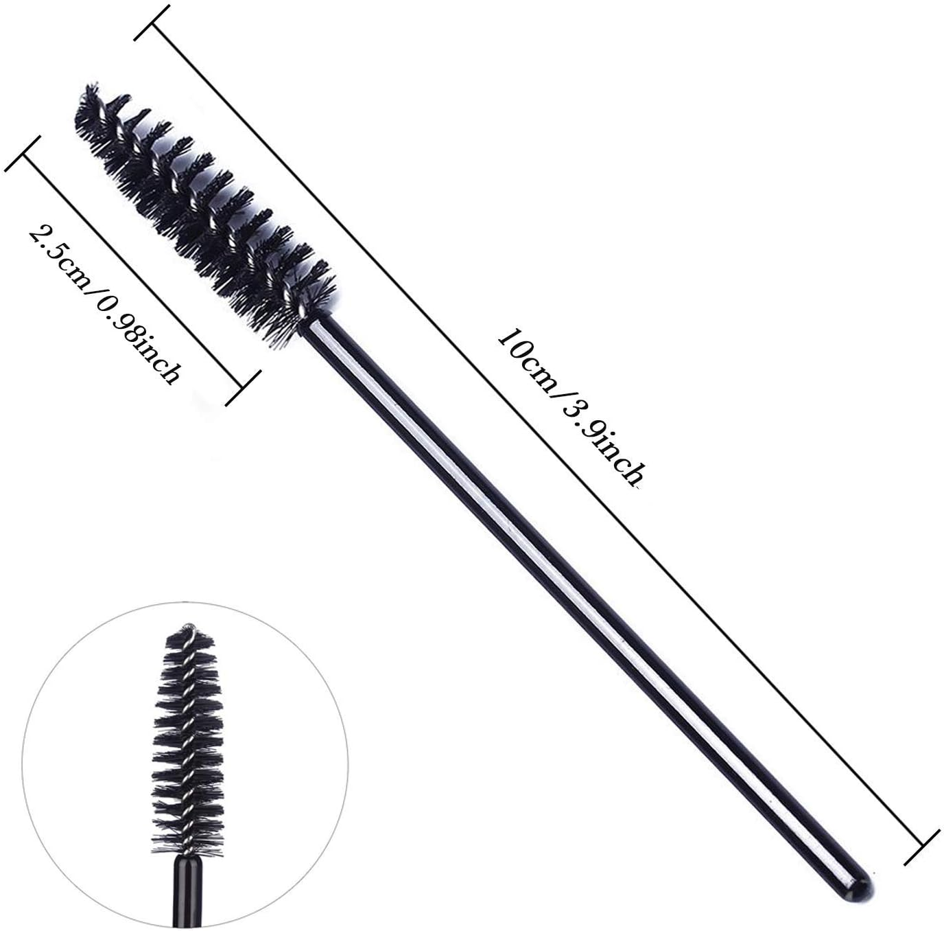 Mumoo Bear 100 Pcs Disposable Eyelash Mascara Brushes for Eye Lashes Extension Eyebrow and Makeup (Black) (Pack of 2) image number 5