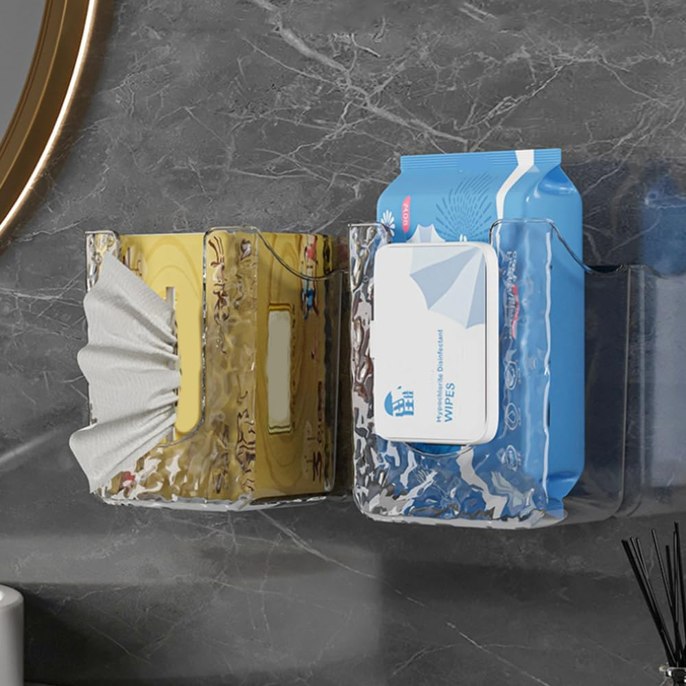 1PCS Kitchen Wipes Storage Box Wall Mount,Wipes Wall Holder,Refillable Wipes Container, Tissue Wipes Wall Holder for Bathroom Kitchen, Toilet Bathroom Wipes Holder (White) - White image number 3