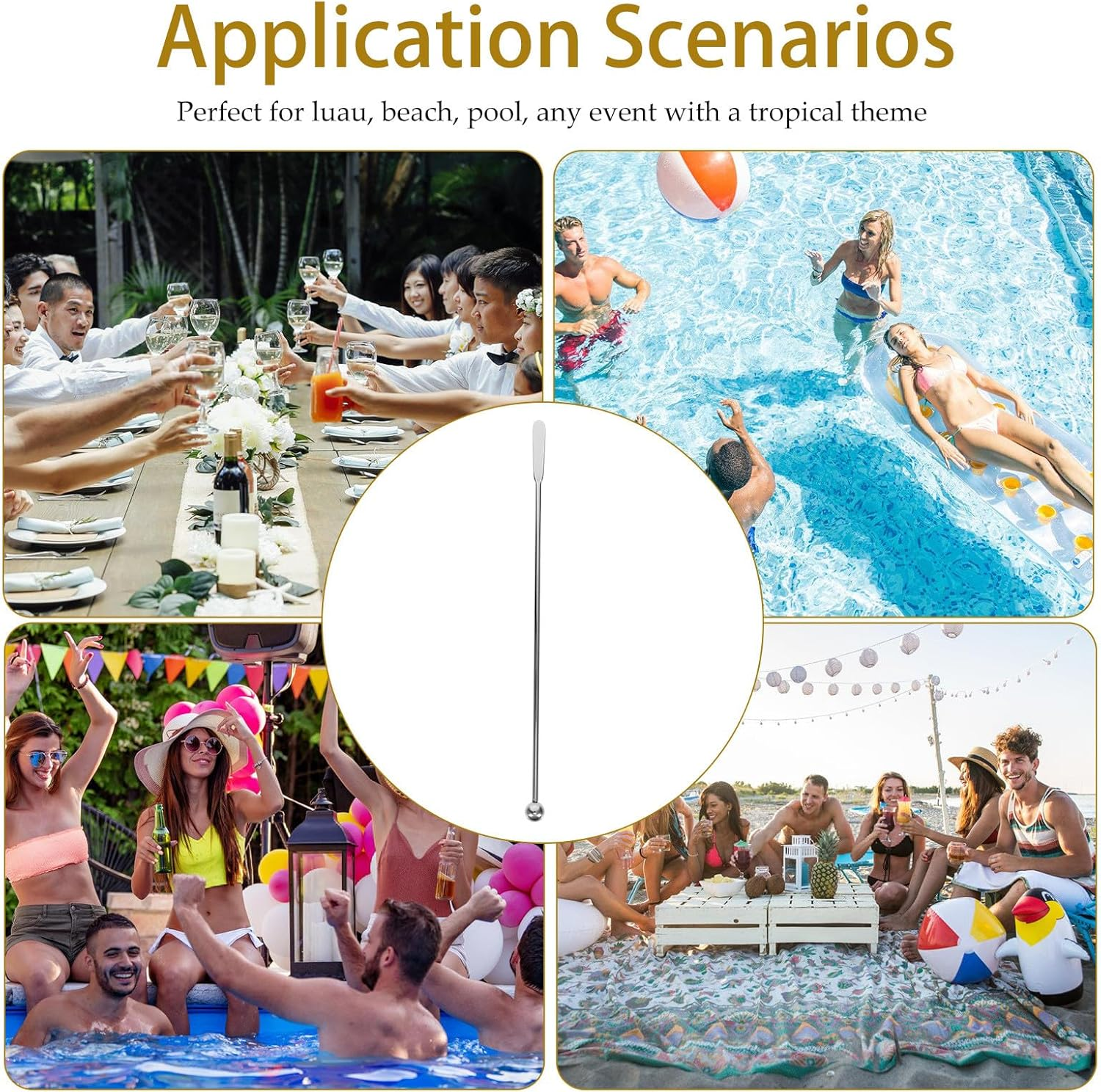 Hoement Stainless Steel Stirring Rods for Coffee and Cocktails, Reusable Silver Metal Drink Sticks with Flattened End, Beverage Mixers for Home Bar and Tea, Sturdy Party Stirrer Set image number 3