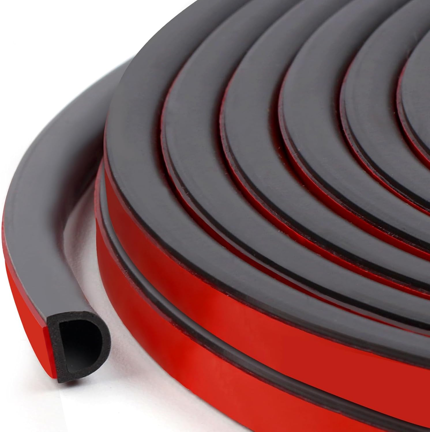 【New Upgrade】 Silicone Door Weather Stripping Door Seal Strip, 19.7 Feet Self-Adhesive D-Shape Door Insulation Strip for Door Frame& Window image number 2