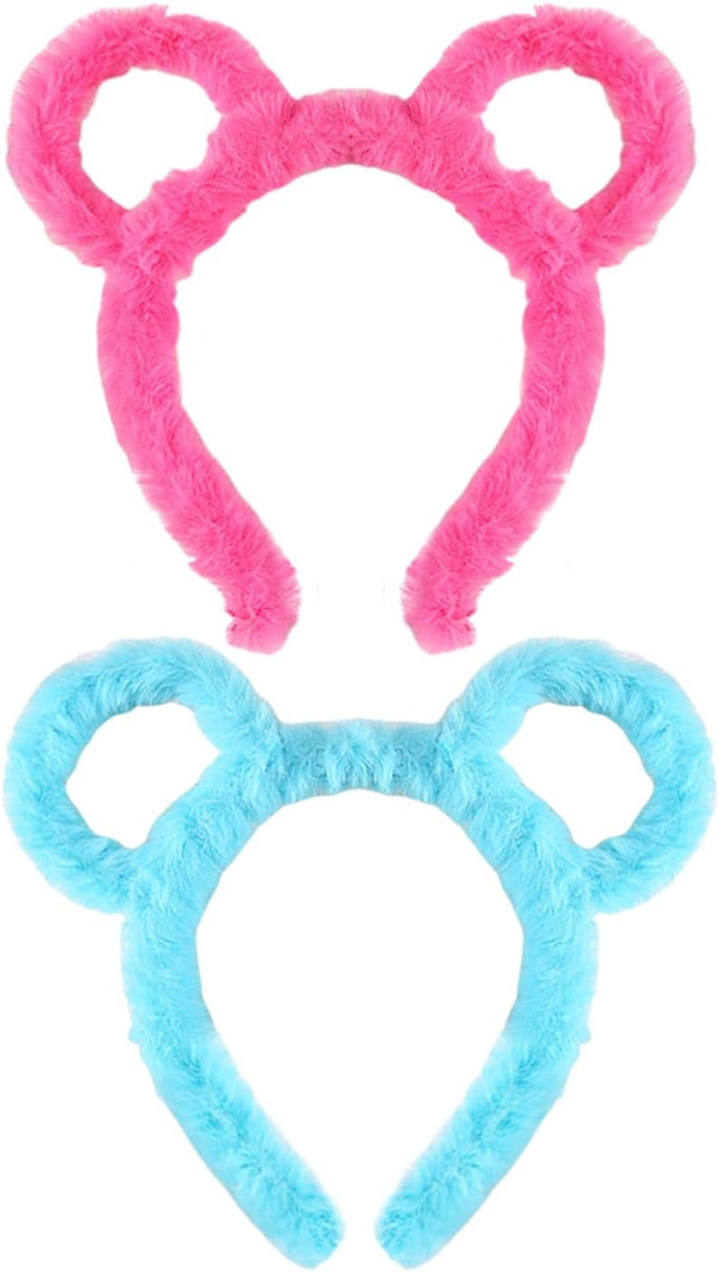 2 Pieces Wearing Ear Headbands, Cute Plush, Creative Cartoon Face, Washing Headbands, Universal for Men and Women, Interesting Hair Accessories. image number 3