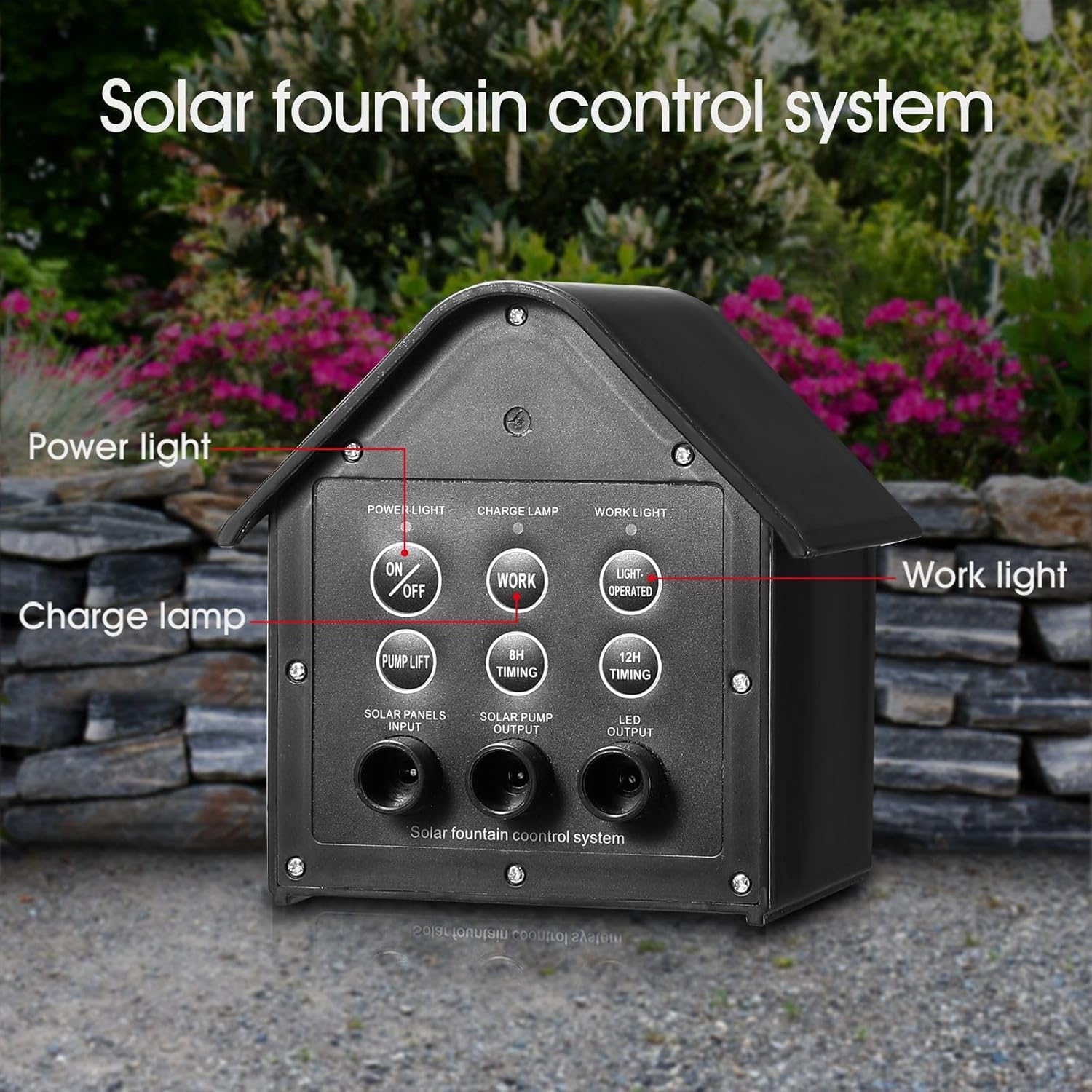 AUSWAY 100W Solar Fountain Water Pump with Battery and LED Light for Birdbath Garden Pool image number 3
