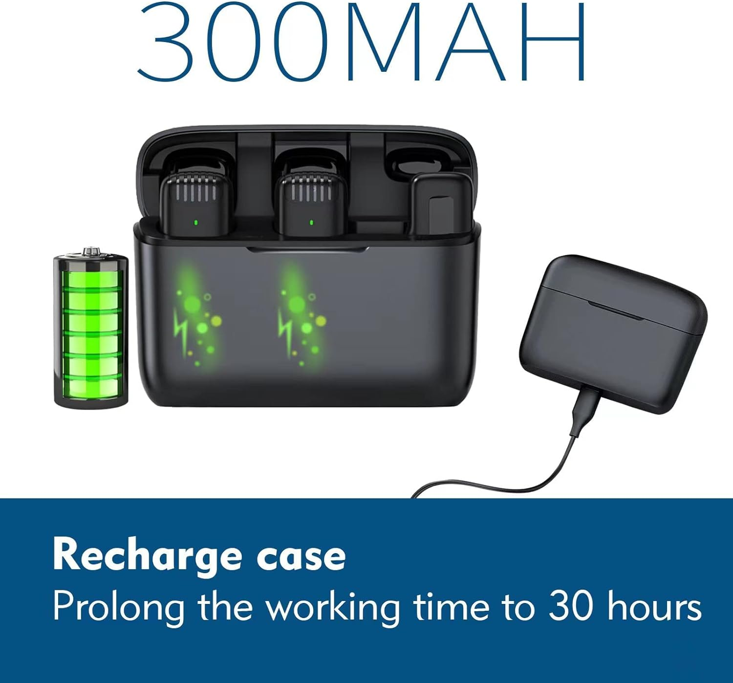 Wireless Lavalier Microphone Compatible for Android USB C Recording Clip on Lapel Lav Mic Charging Case Box Plug & Play Phone Tiktok Youtube Facebook Live Stream Vlog,2 Microphones image number 3