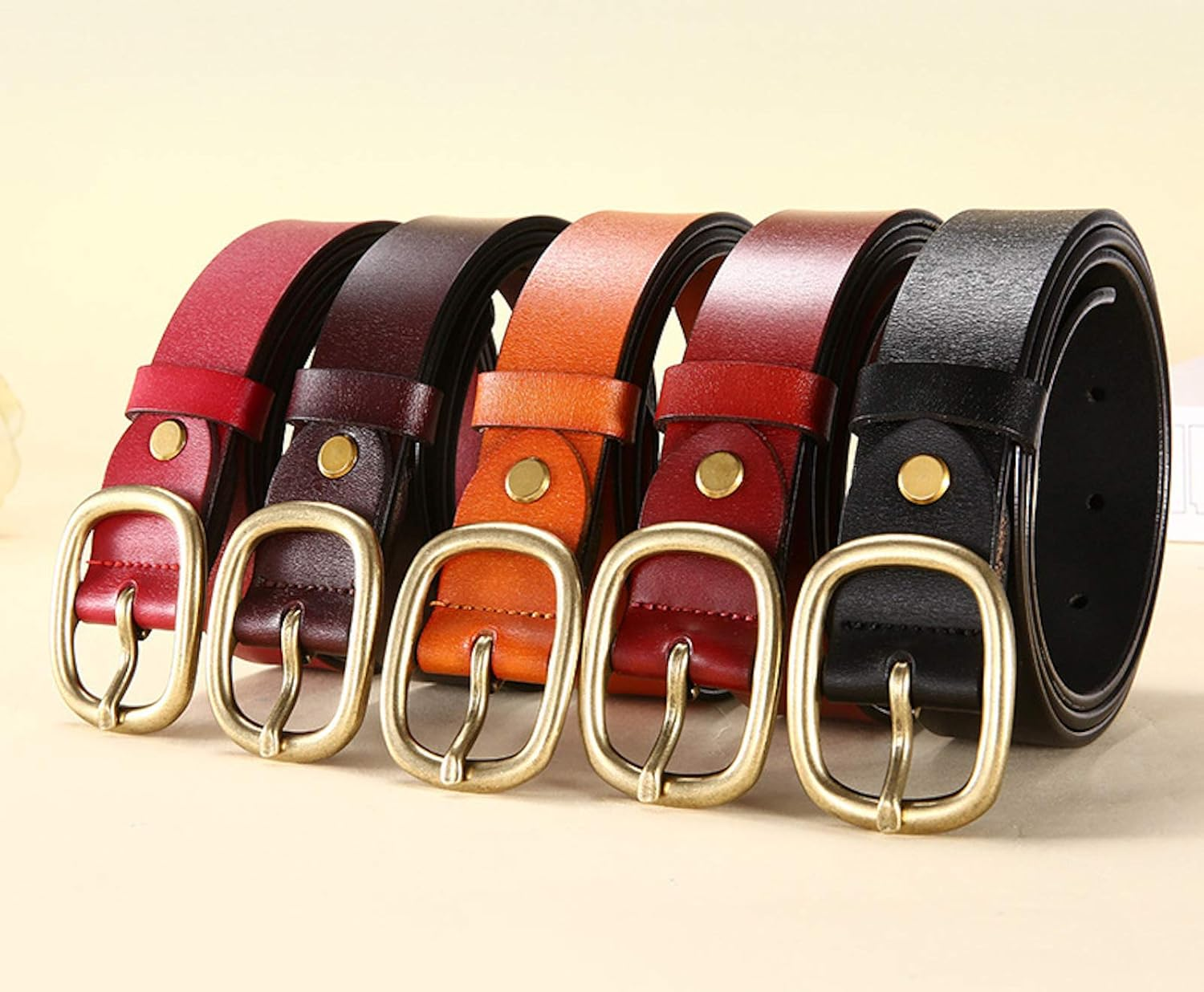 Elonglin Women'S Leather Belt - Genuine Leather Belt Vintage Casual Cowhide Belts for Jeans Shorts Pants image number 4