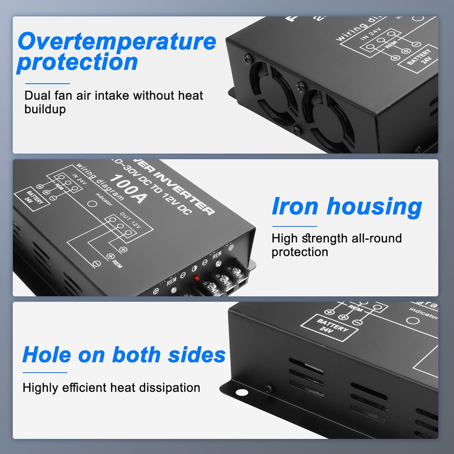 XMSJSIY 24V to 12V Step-Down Voltage Converter 100A 1200W Buck Module Adapter 20-30V to 12V Regulator Reducer Car Power Supply for Truck Vehicle - 1 Pcs image number 5
