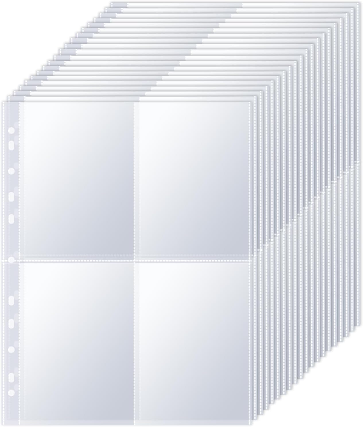 Cleminsta A4 Photo Sleeves, Pack of 30, 240 Pockets Photo Sleeves for A4 2/3/4 Ring Binder, Transparent Postcard Sleeves, Small Transparent Pockets, Double-Sided 4 Pockets Document Sleeves, Cards & image number 6