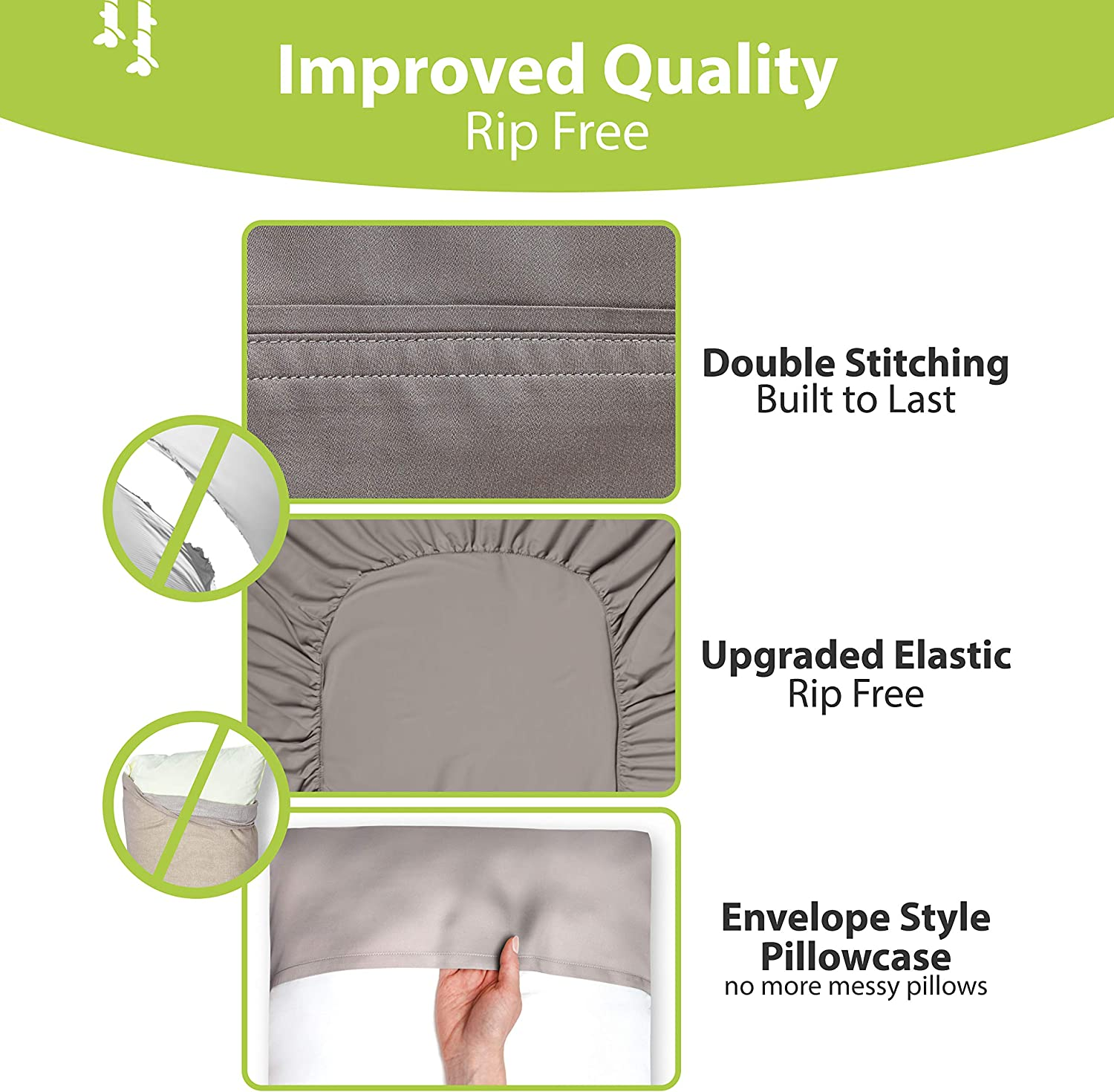 BAMPURE 4Pcs - 100% Viscose Derived from Bamboo Sheets Full Size Sheets Set - Super Soft Viscose Bamboo Cooling Sheets for Hot Sleepers - up to 16&rsquo;&rsquo; Deep Pocket - Luxury Series Full Sheet Set (S Gray) image number 7