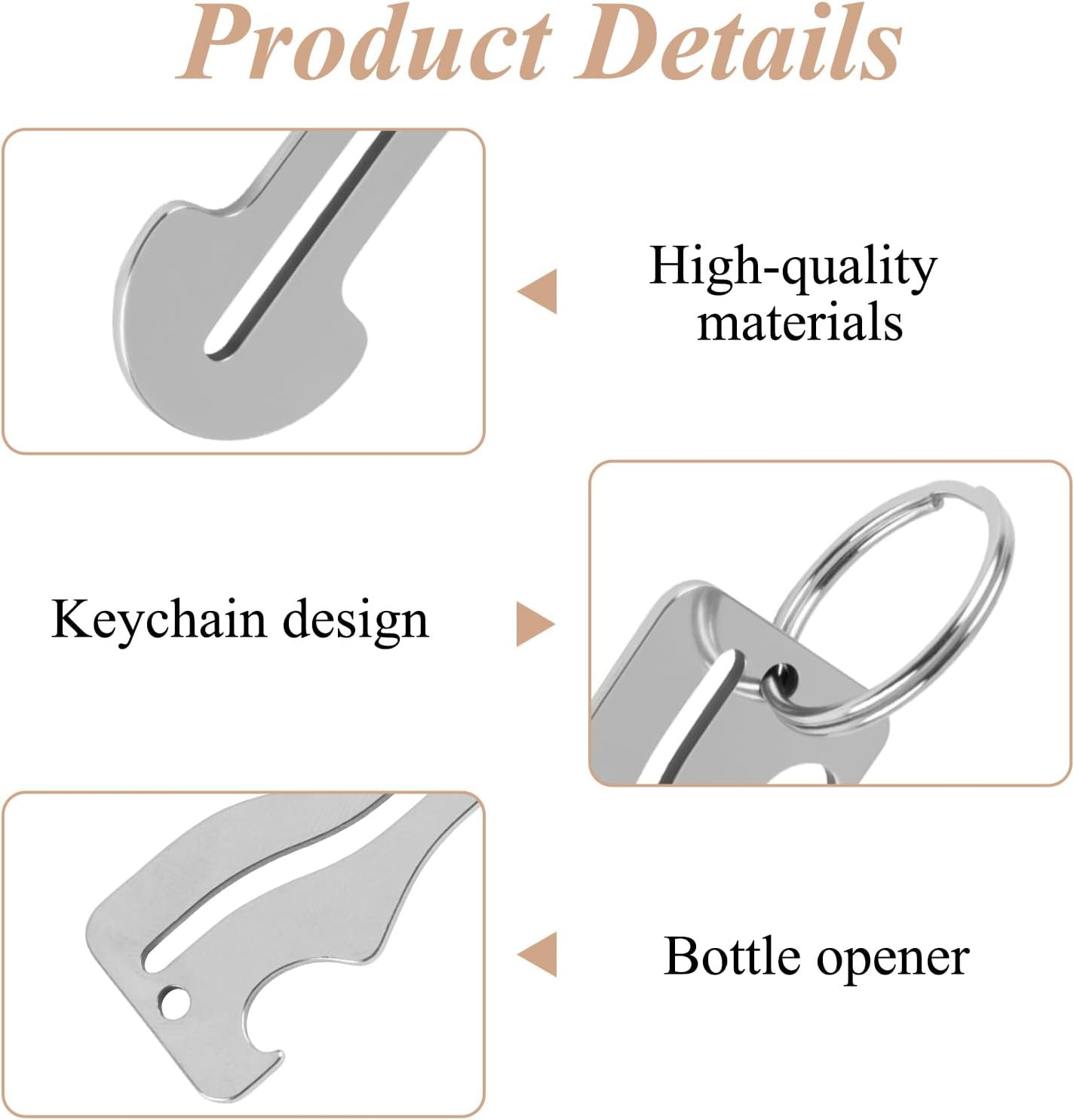 6 Pcs Shopping Trolley Key, Adaptable Versatile Keychain as Bottle Opener, Universal Fit Supermarkets Shopping Cart with Modern Metal Anti-Lost Design and 3 Shapes (Titanium Steel & Silver) image number 1
