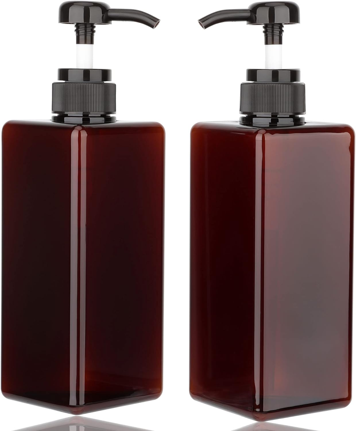 150Ml (5.1Oz) Pump Bottle Dispenser Jansburg 2 Pack Refillable Flat Square Plastic Lotion Dispenser Leakproof Empty Lotion Pump Bottle for Essential Oil Soap Lotion Shampoo Clear