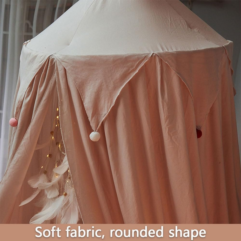 Double-Layer Pink Princess Bed Canopy for Girls, Bed Curtain Tent with Tassels for Kids&rsquo; Reading Nook & Bedroom Decor, Fits Twin, Full & Queen Beds, Foldable & Machine Washable image number 5