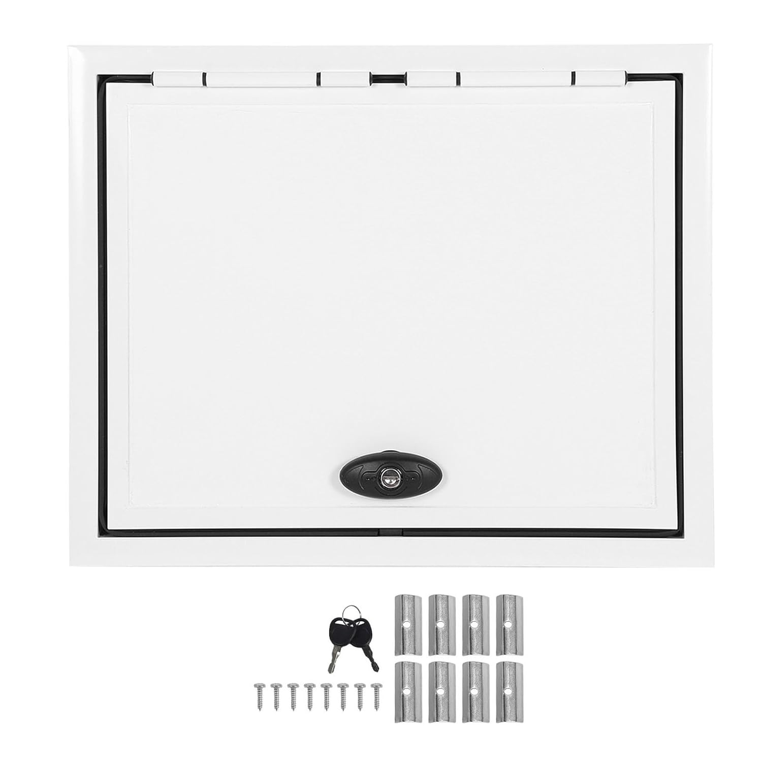 Aluminum RV Baggage Door, UV Resistant, Complete Seal, Dual Support Bars, Boat Deck Hatch Deck Access Hatch Replacement Door with Safety Lock, for Caravan Trailer