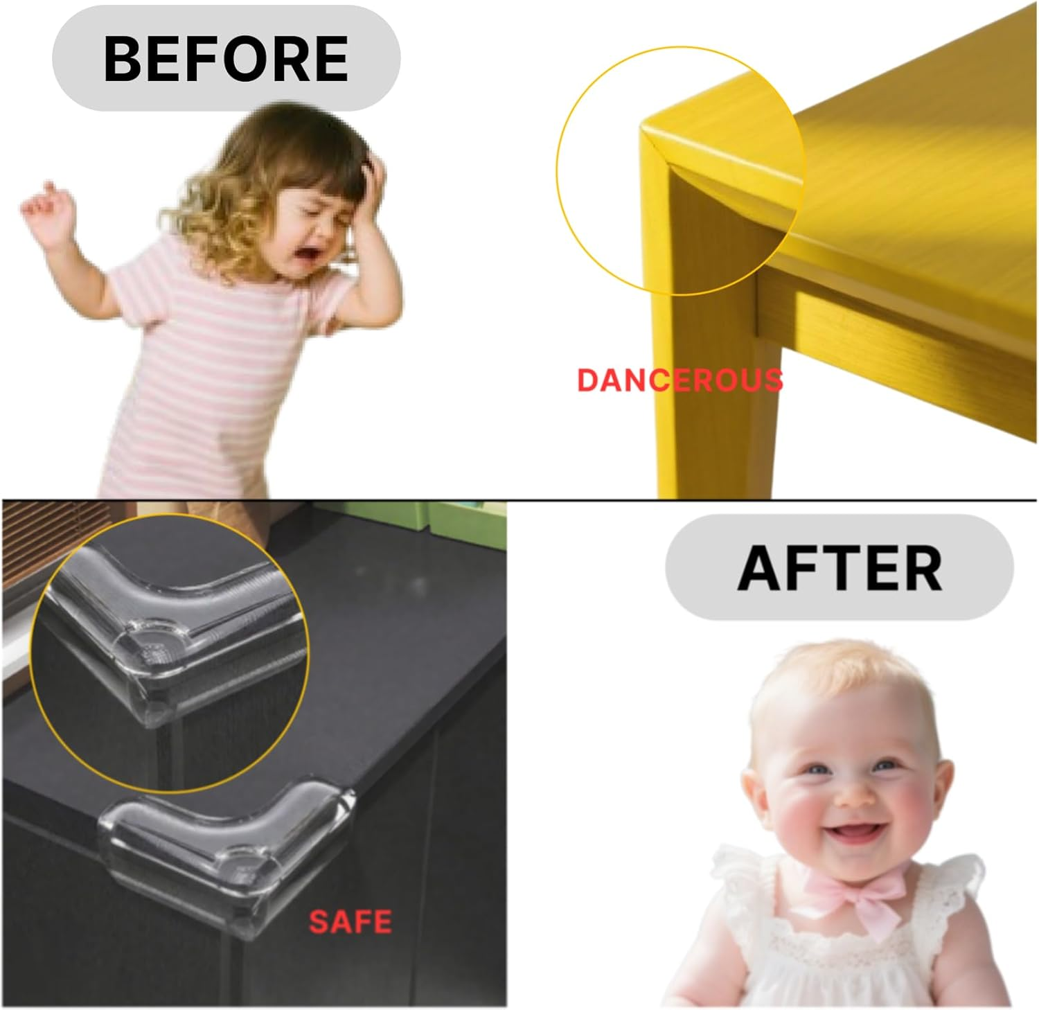 Fortuneglobe 10-Pack Clear Corner Guards &ndash; L-Shaped Air-Cushion Protectors with Acrylic Adhesive (40X40X17Mm)