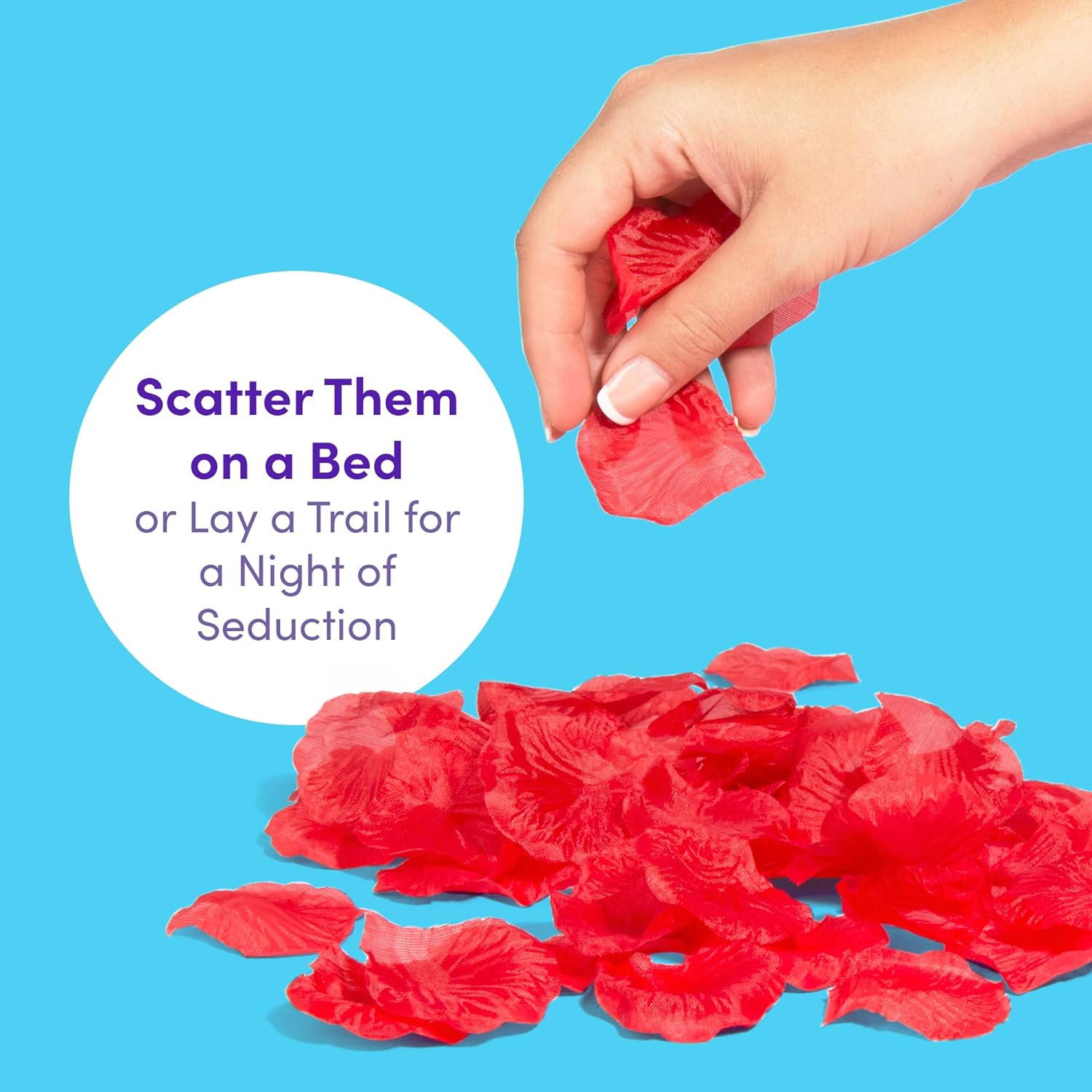 Lovehoney Red Fake Rose Petals - Reusable & Unscented Fabric Petals - Perfect for Valentines or Date Nights - Pack of 75-80 image number 1