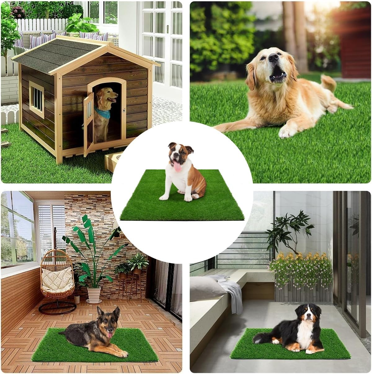 Artificial Grass Dog Toilet Balcony Dog Toilet Replace Lawn Puppy Toilet Reusable Training Pee Pads for Small Large Older Dogs for Elderly, Small, Large Dogs + 1 X Black Folding Bowl image number 6