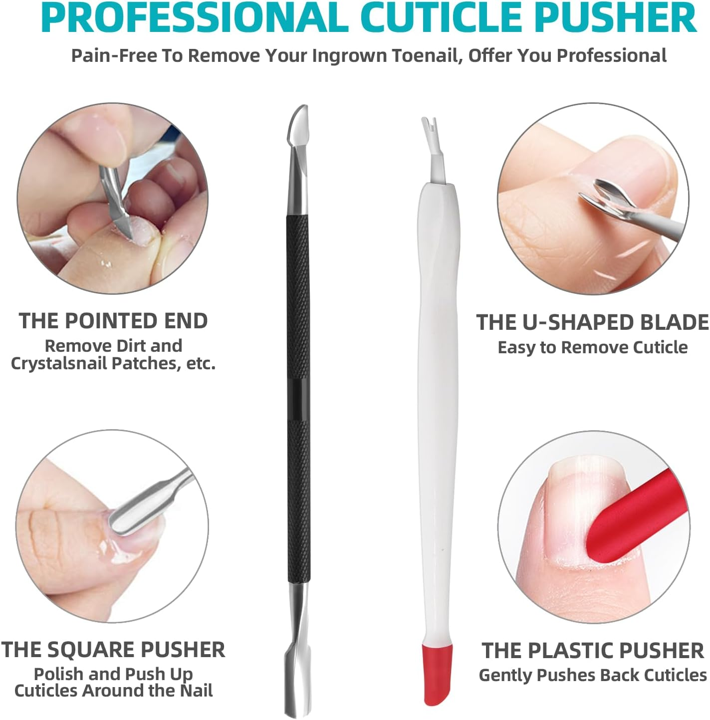 Cuticle Trimmer with Cuticle Pusher, RONAVO Cuticle Remover Cuticle Nipper Professional Stainless Steel Cuticle Cutter Clipper Durable Pedicure Manicure Tools for Fingernails and Toenails (Black)&hellip; image number 3