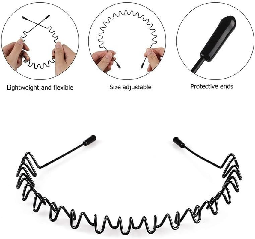 Metal Headbands for Men & Women - 5 Pack Non-Slip Adjustable Hair Bands, Unisex Sports Headbands for Running, Yoga, and Daily Use. image number 4