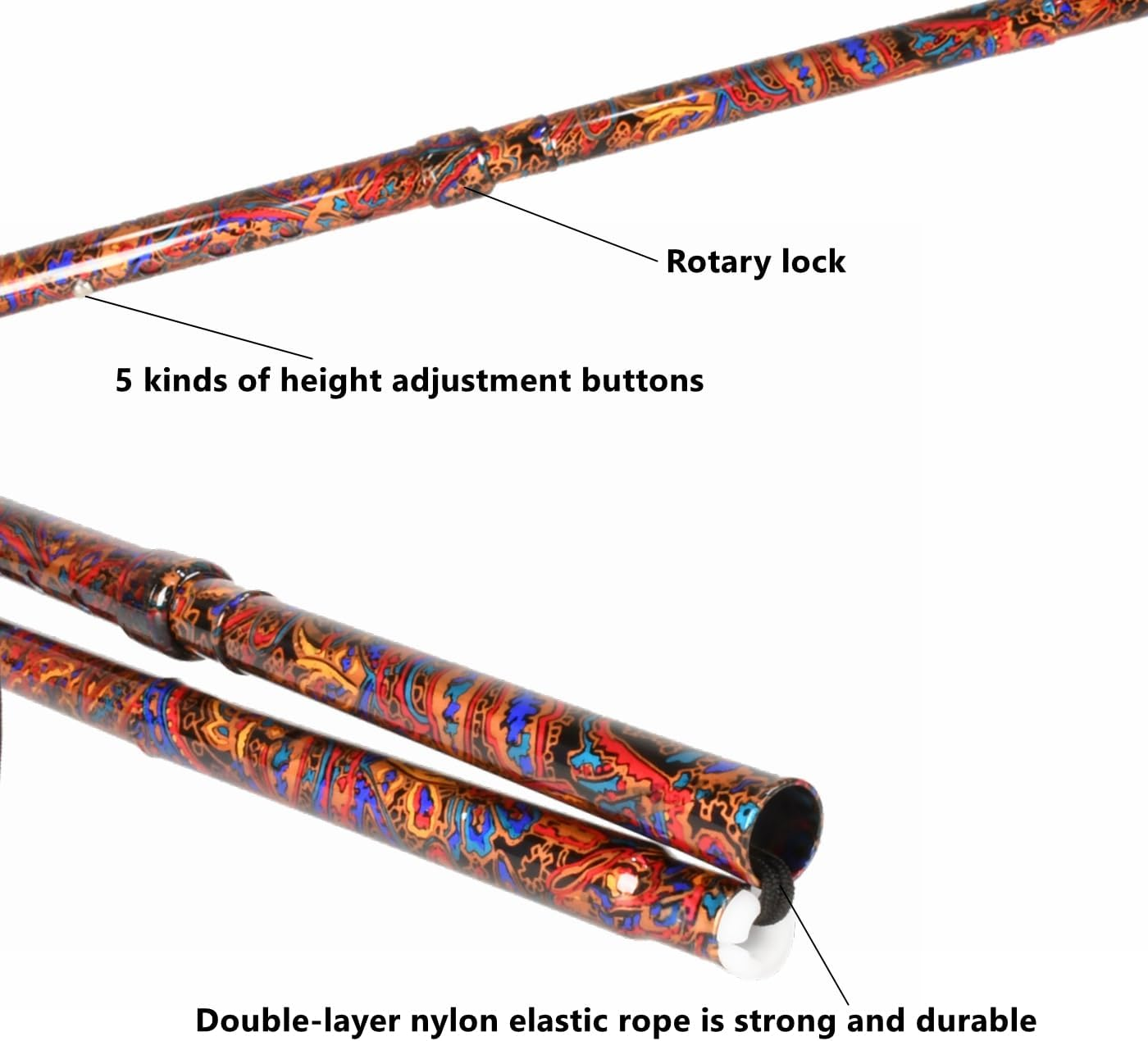 Foldable Walking Cane, Portable Hand Walking Stick, Walking Cane with Smooth Wood Handle, Adjustable Walking Cane, Folding Cane, Collapsible Canes for Seniors, Adjustable Cane image number 4