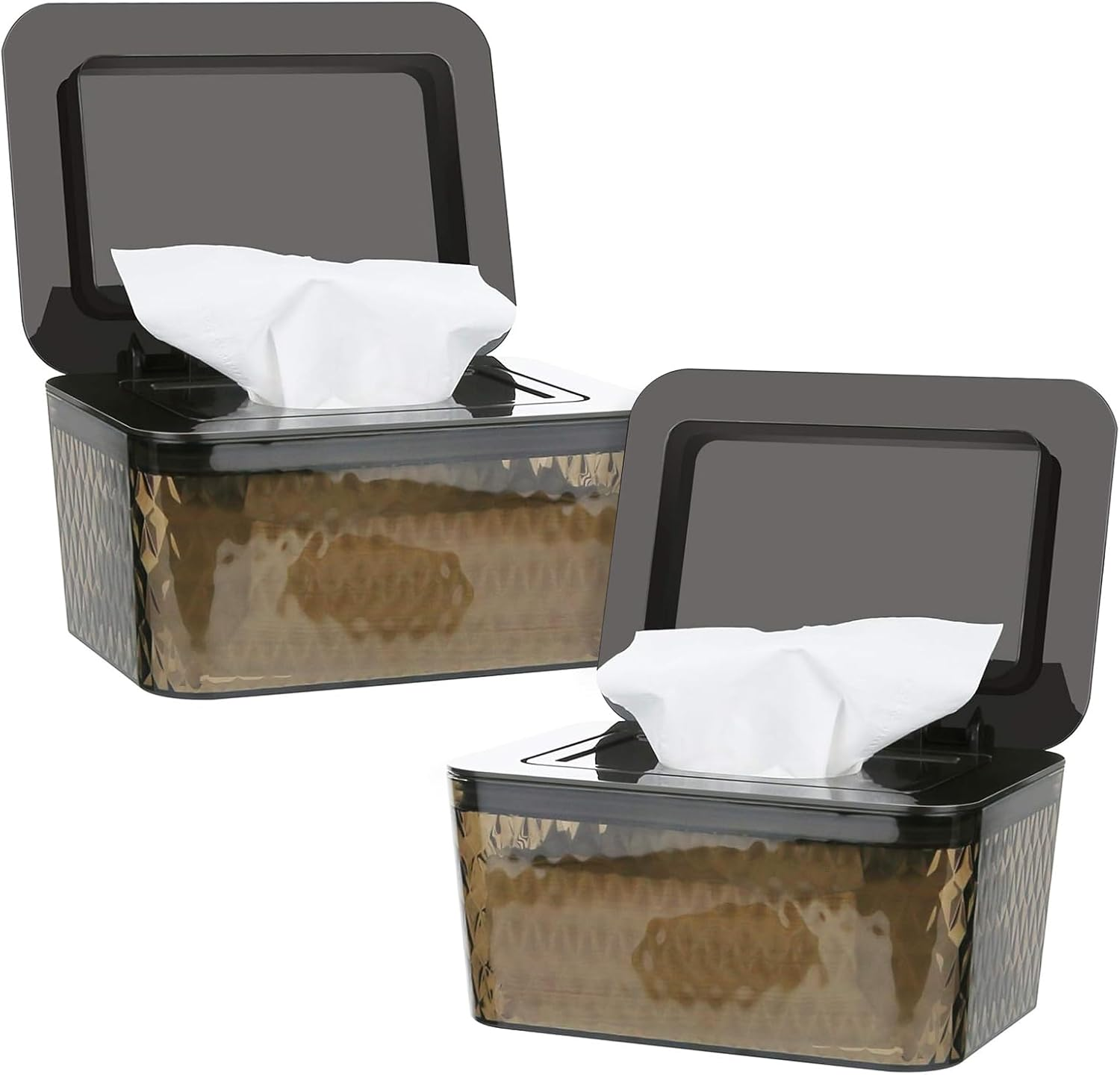 Wipes Dispenser, One-Handed Operation Wipe Holder for Baby & Adult, Seal-Designed Wipes Container for Bathroom Keep Diaper Wipes Fresh (Grey)