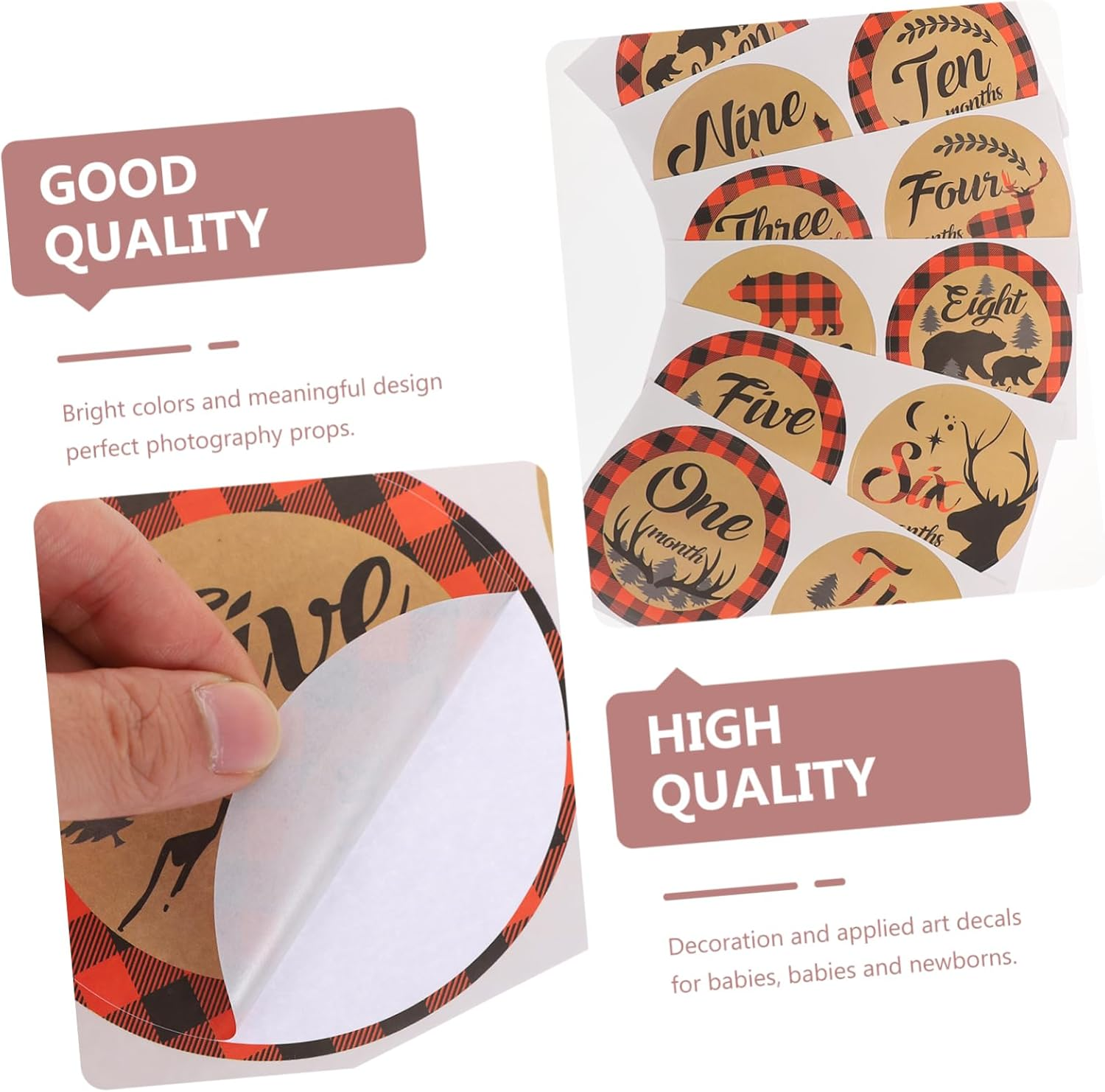 12Pcs Labels Milestone Stickers Newborn Monthly Decals Self-Adhesive Stickers for Photos Easy to Stick and Tear off Non-Toxic Safe image number 3
