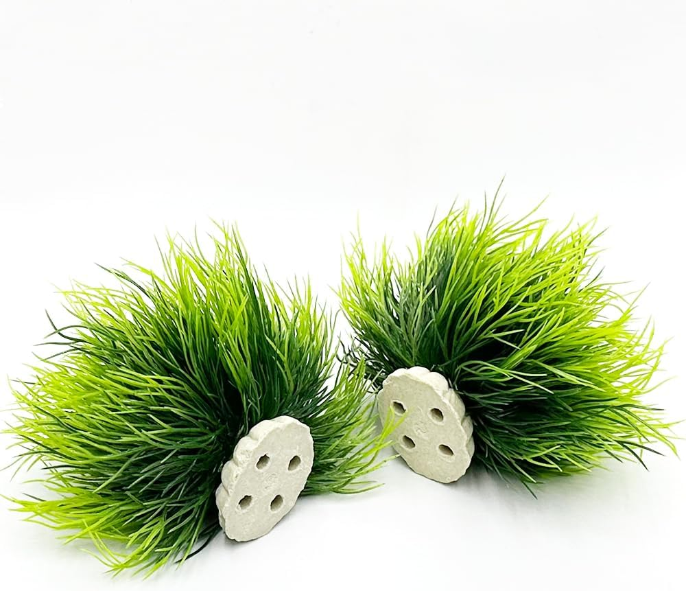 Smoothedo-Pets Aquarium Plants Fish Tank Decorations 2Pcs Small Size/3.5Inch Ornament Plastic Artificial Plant Goldfish Waterscape Fish Hides Mini Grass Set (2Pcs/Green) image number 1