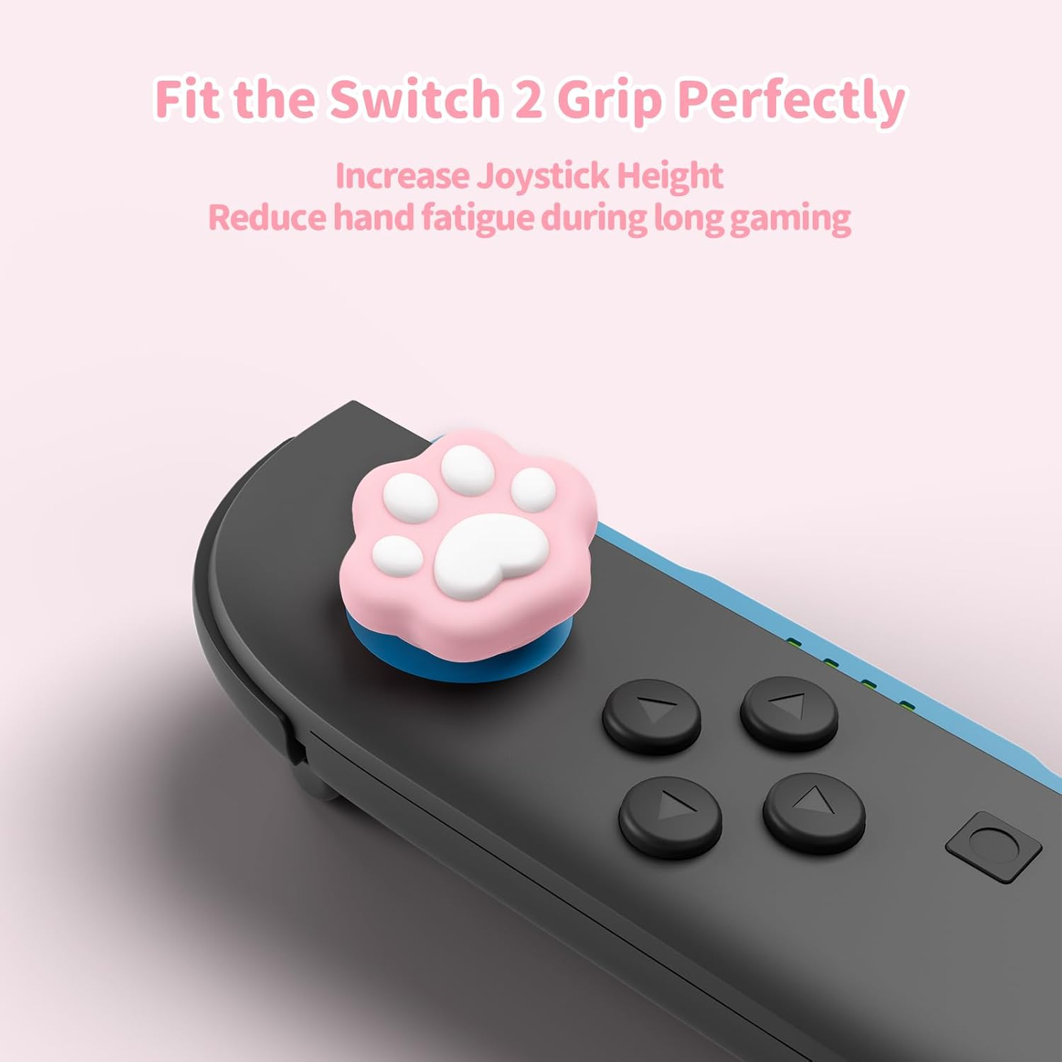 Geekshare Silicone Cross D-Pad Button Caps Set Joystick Cover, Cat Paw ABXY Key Button Thumb Grips Compatible with Switch 2 Game Console - Pink - Pink image number 2