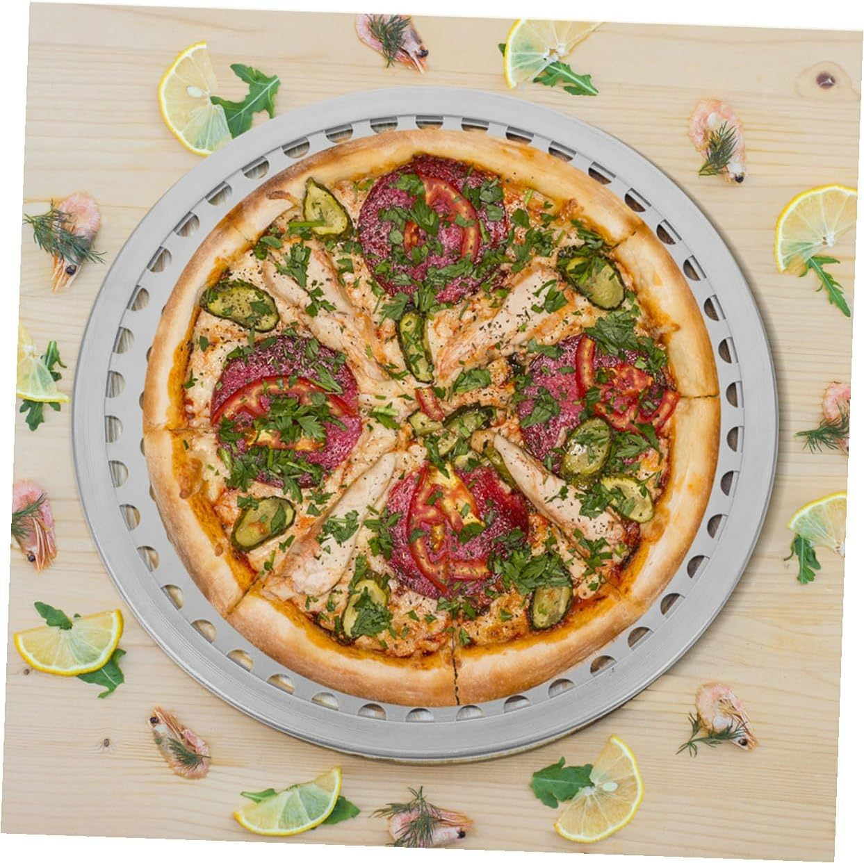 VINTORKY Perforated Pizza Pan with Holes 12-Inch Aluminium Alloy round Baking Tray Metal Pizza Plate for Oven Kitchen Bakeware image number 6