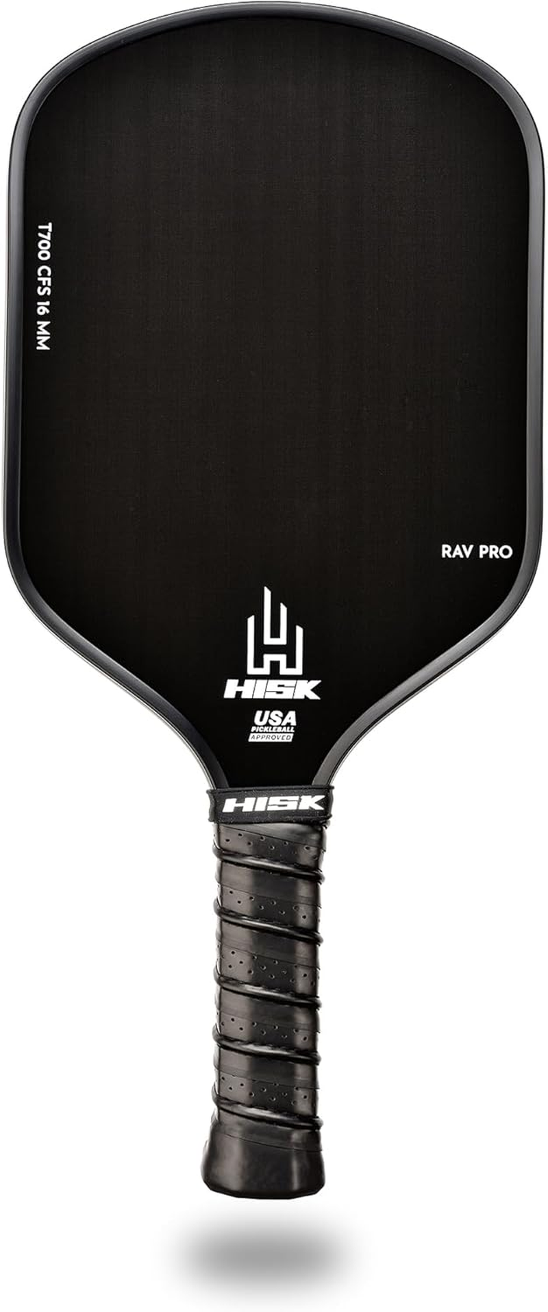HISK RAV PRO Pickleball Paddle - Ultimate HIGH END 16Mm Japanese Toray T700 Raw Carbon Fiber CFS W/Excellent GRIT Roughness Texture, Aero Dynamic Curve, USAPA Approved, Non Slip Grip - White image number 5