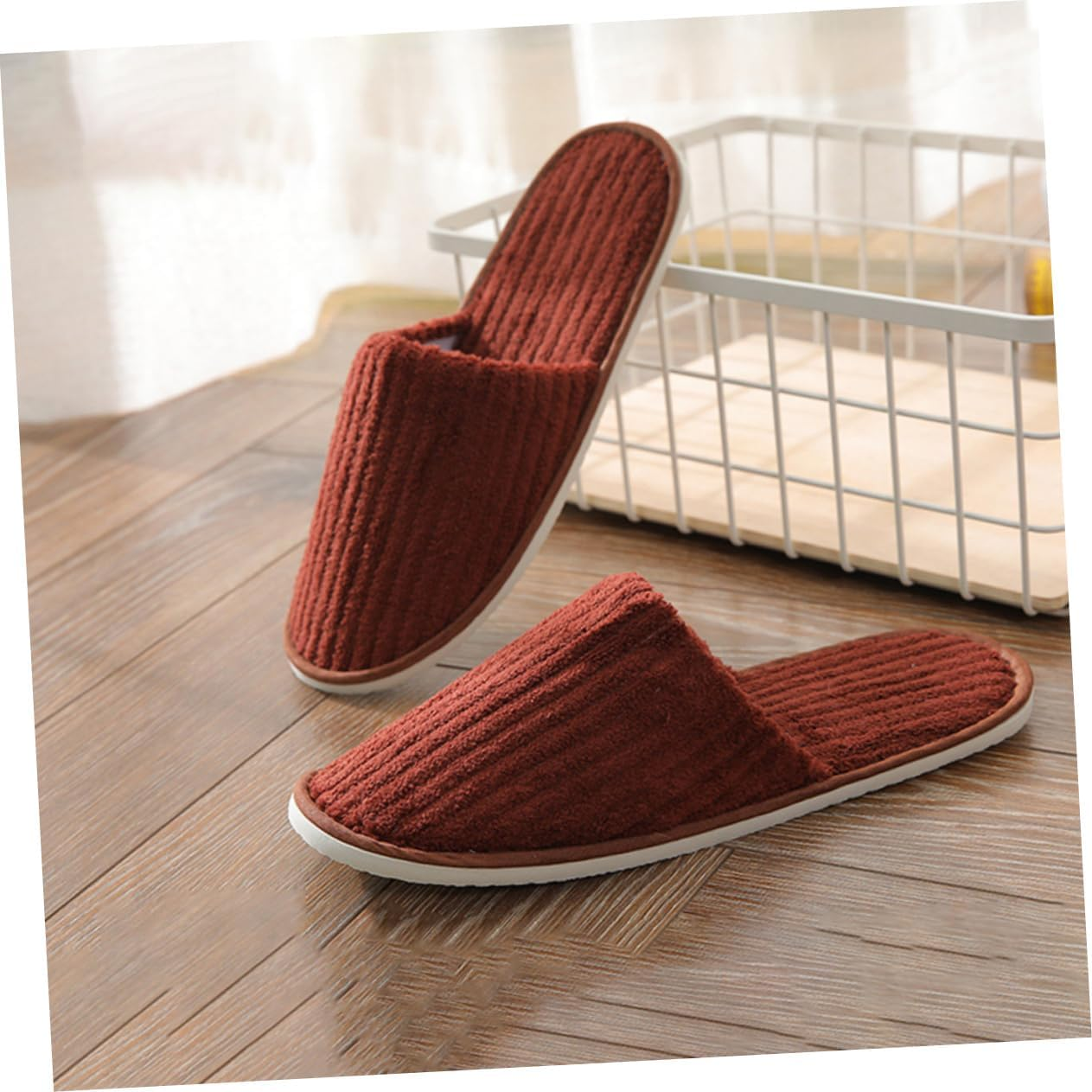 OHPHCALL Thick Cotton Slippers for Home Non-Woven Guest Footwear Warm Breathable image number 1