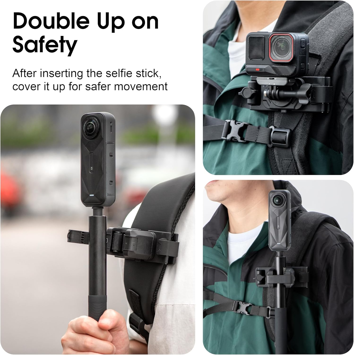 STARTRC VCR Selfie Stick Holster Backpack Strap Clip Mount for Insta 360 X5 X4 Go Ultra ACE Pro 2 Ajustable Quick Release for Pro Hero 13 12 Max 2 for DJI Osmo Nano Action 5 Camera Accessories image number 4
