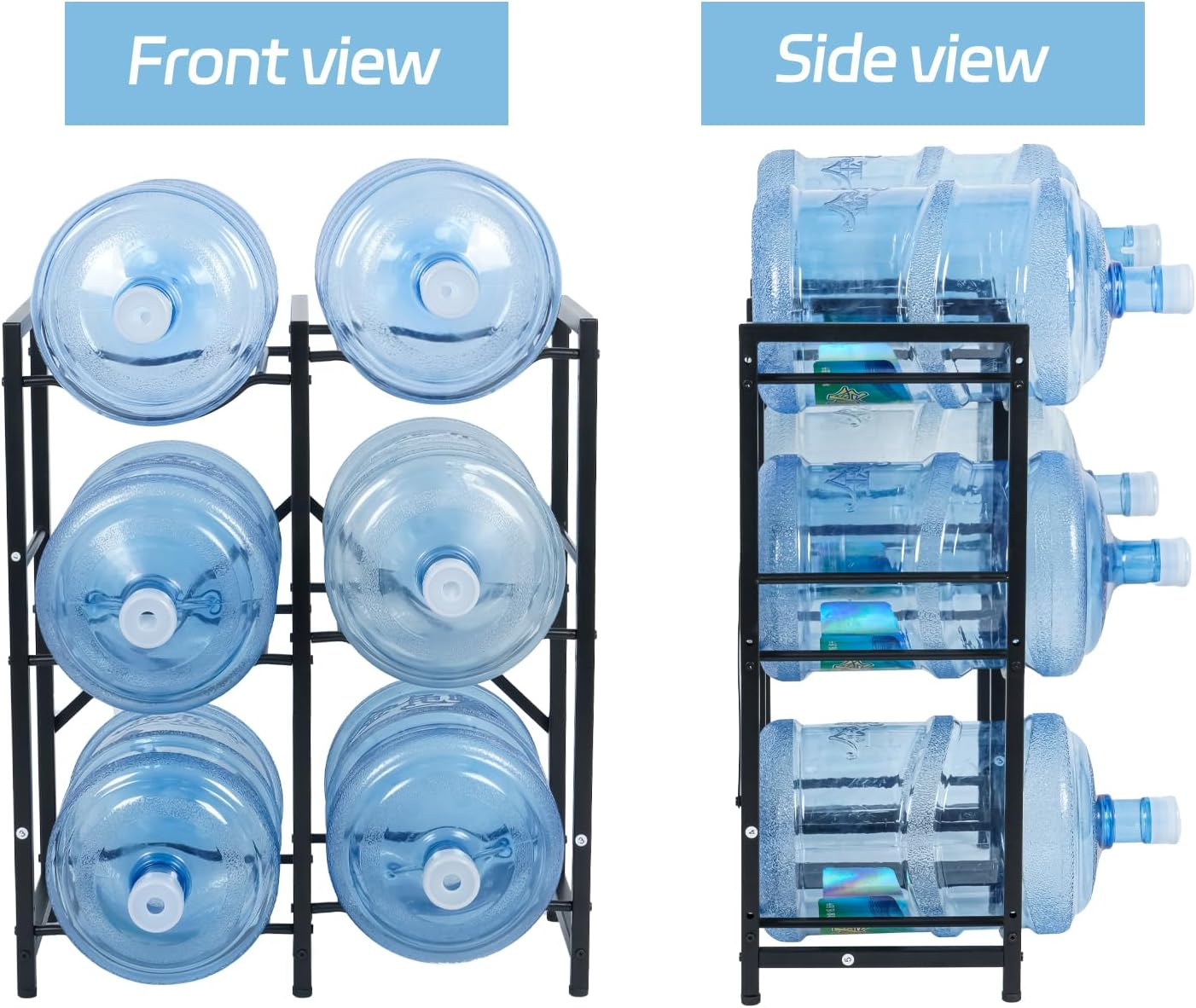 5 Gallon Water Jug Holder 3-Tier Water Cooler Jug Rack Water Bottle Holder Heavy Duty Water Jug Organizer for 6 Bottles for Home Office Organization image number 6