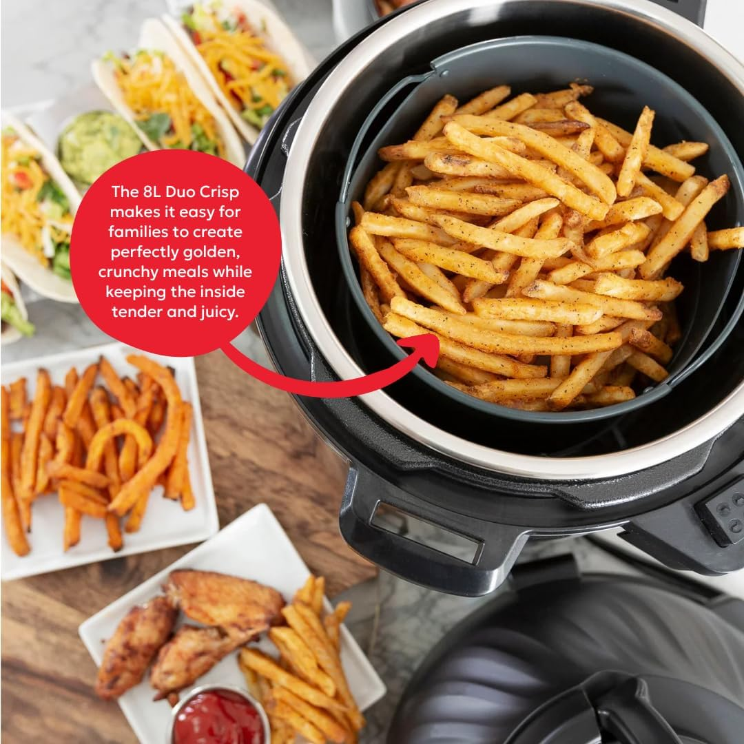Instant Pot Duo Crisp + Air Fryer 11-In-1 Multicooker, 8L - Pressure Cooker, Air Fryer, Slow Cooker, Steamer, Sous Vide Machine, Dehydrator with Grill, Food Warmer and Baking Functions image number 1