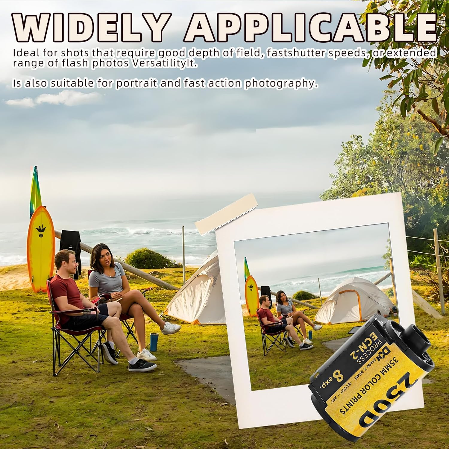 Color Print Film, 35Mm ECN 2 Process Colour Print Camera Film Roll 250D Color Negative Films for 135 Camera Photo Accessories (8 Sheet)